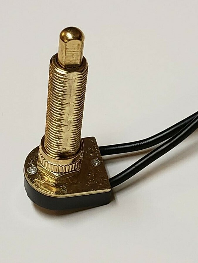 PUSH BUTTON ON-OFF BRASS PLATED CANOPY SWITCH SINGLE POLE 1 1/8″ SHANK NEW 791G