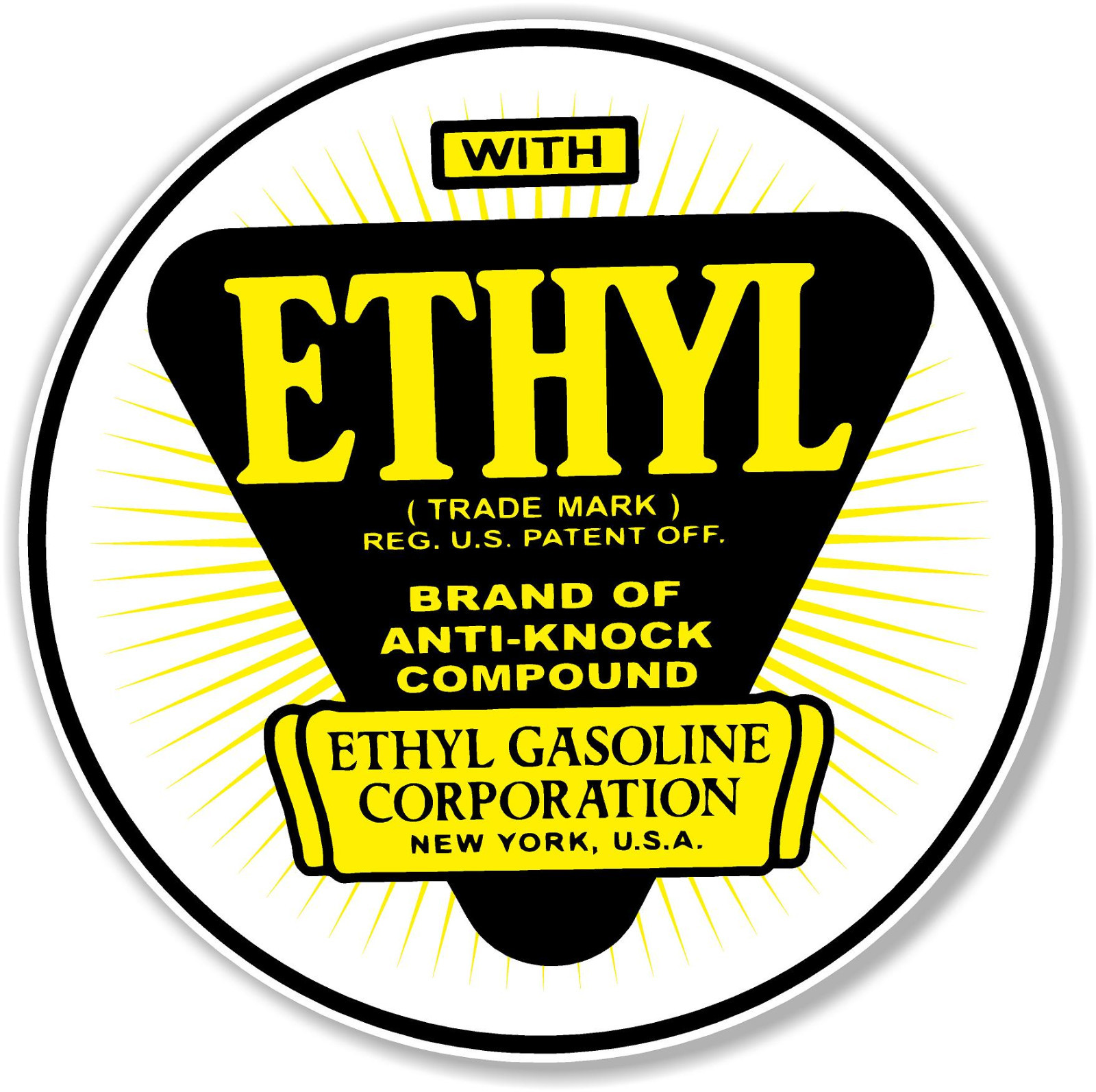 (ETHYL-1) 6″ 1926-40s ETHYL GASOLINE DECAL OIL CAN / GAS PUMP