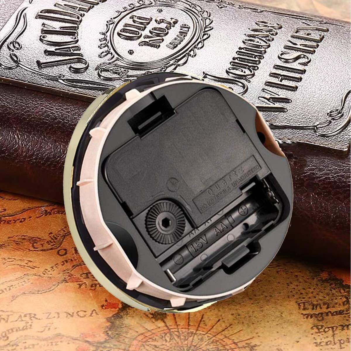 HILLHOME Mini Clock Insert 3-1/2 Inch (90 mm) Round Quartz Fit-up Gold