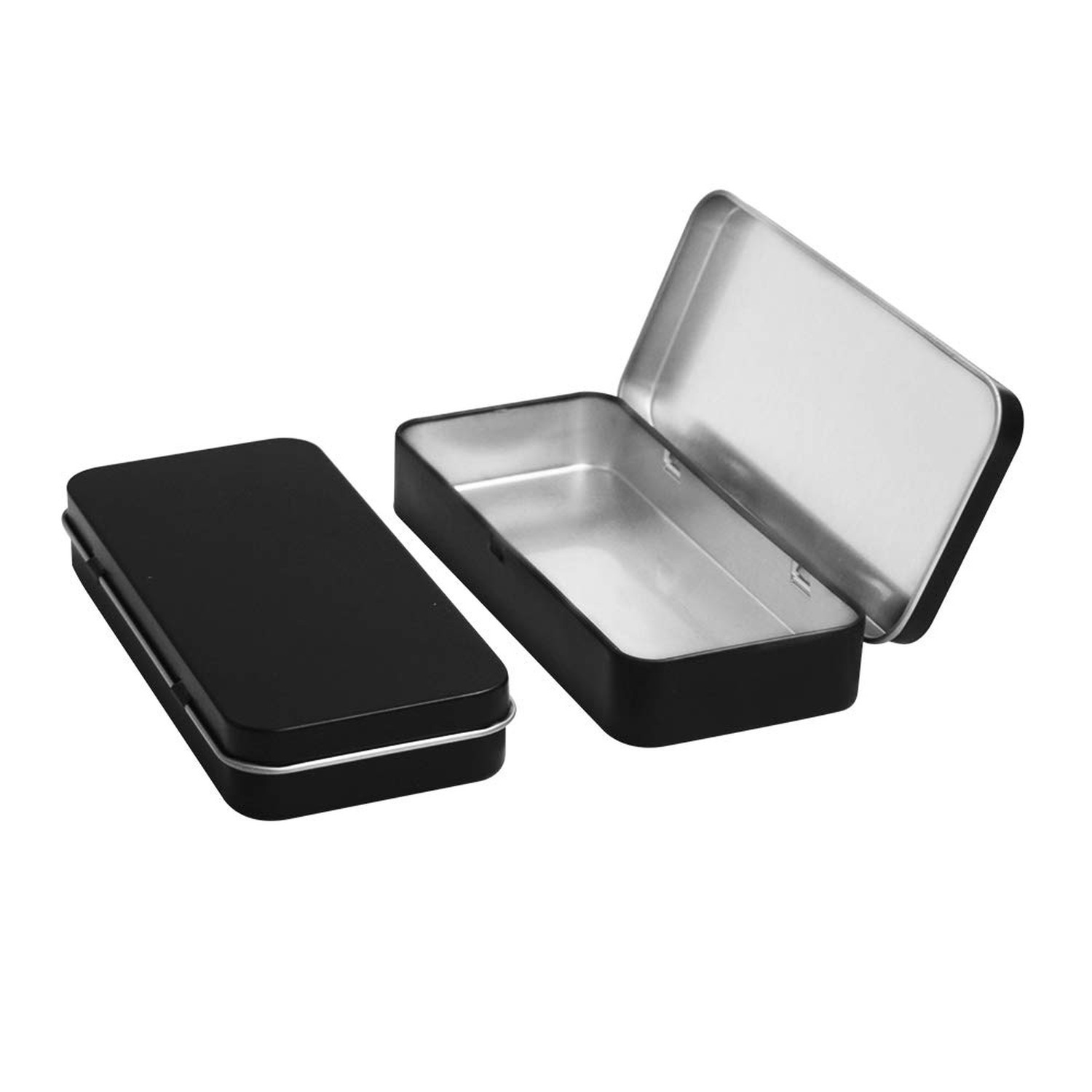 Gere 4 Pack Metal Rectangular Hinged Tin Boxes with Lid, Black Metal Containe…