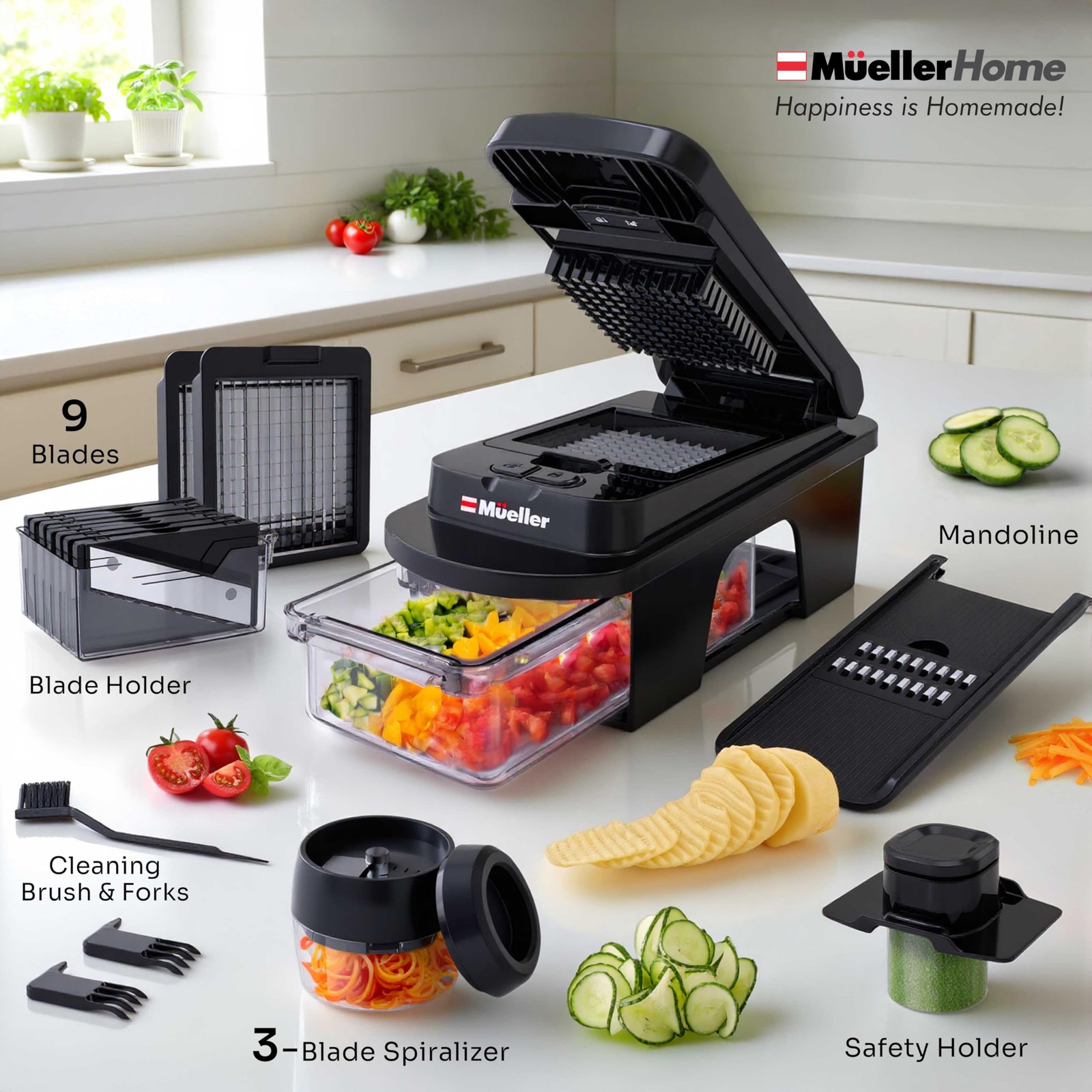Ultimate 12 Blade Vegetable Chopper, Mandoline Slicer And Spiralizer, Dicer