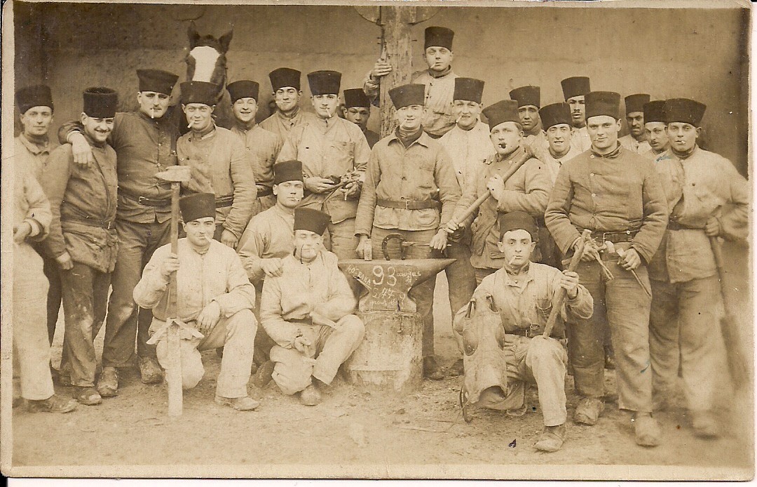 RPPC French Cavalry WWI Blacksmith Unit, Soldiers, Horse, Smoking 1914-18