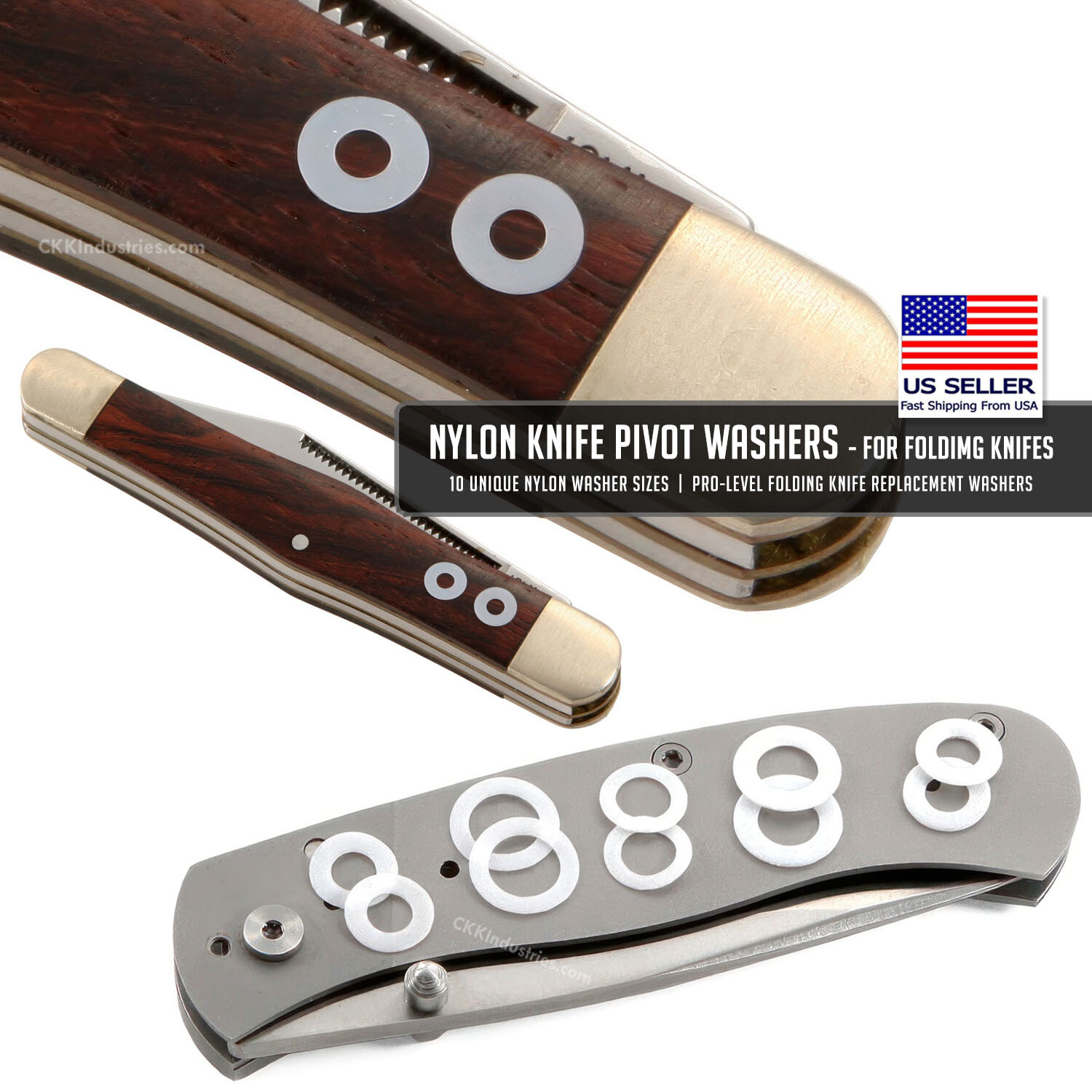 Nylon Knife Pivot Washers – For Folding Knives – Knife Making – 10 Sizes