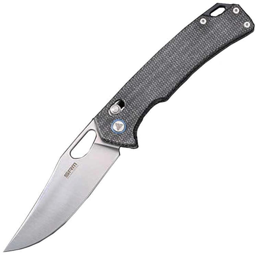 SRM Knives 9203 MB Ambi Lock Black Micarta Folding 10Cr15CoMoV Knife