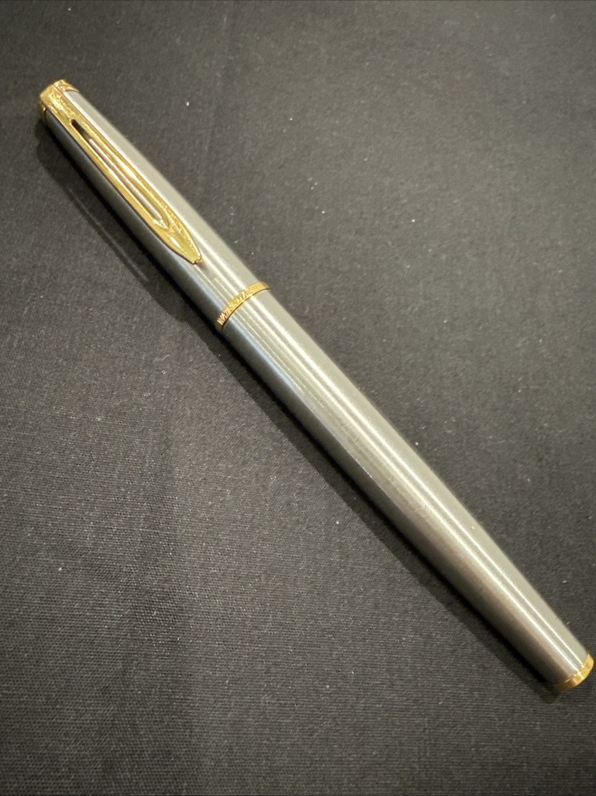 Waterman Gentleman Brushed Silver & Gold Trim Ballpoint Pen Vintage