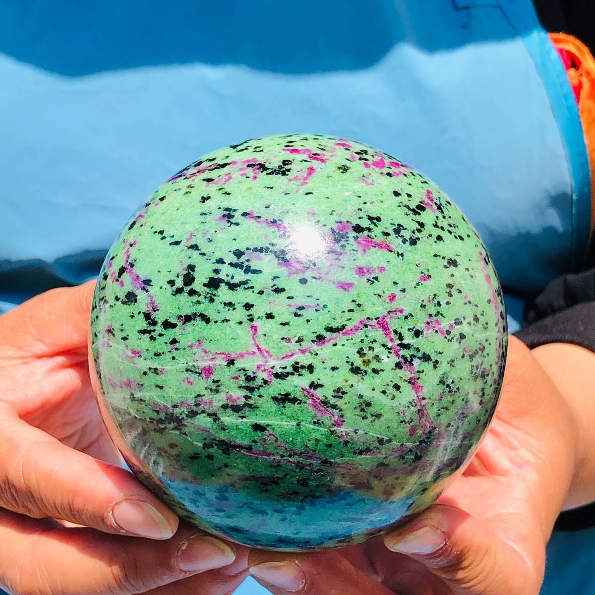 2pcs 6.53LB Natural green Ruby zoisite (anylite) crystal ball sample Healing