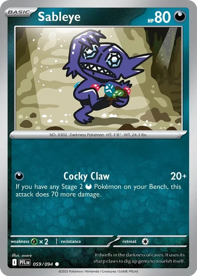 Sableye – Uncommon Card – Phantasmal Flames – Pokemon TCG – 059/094