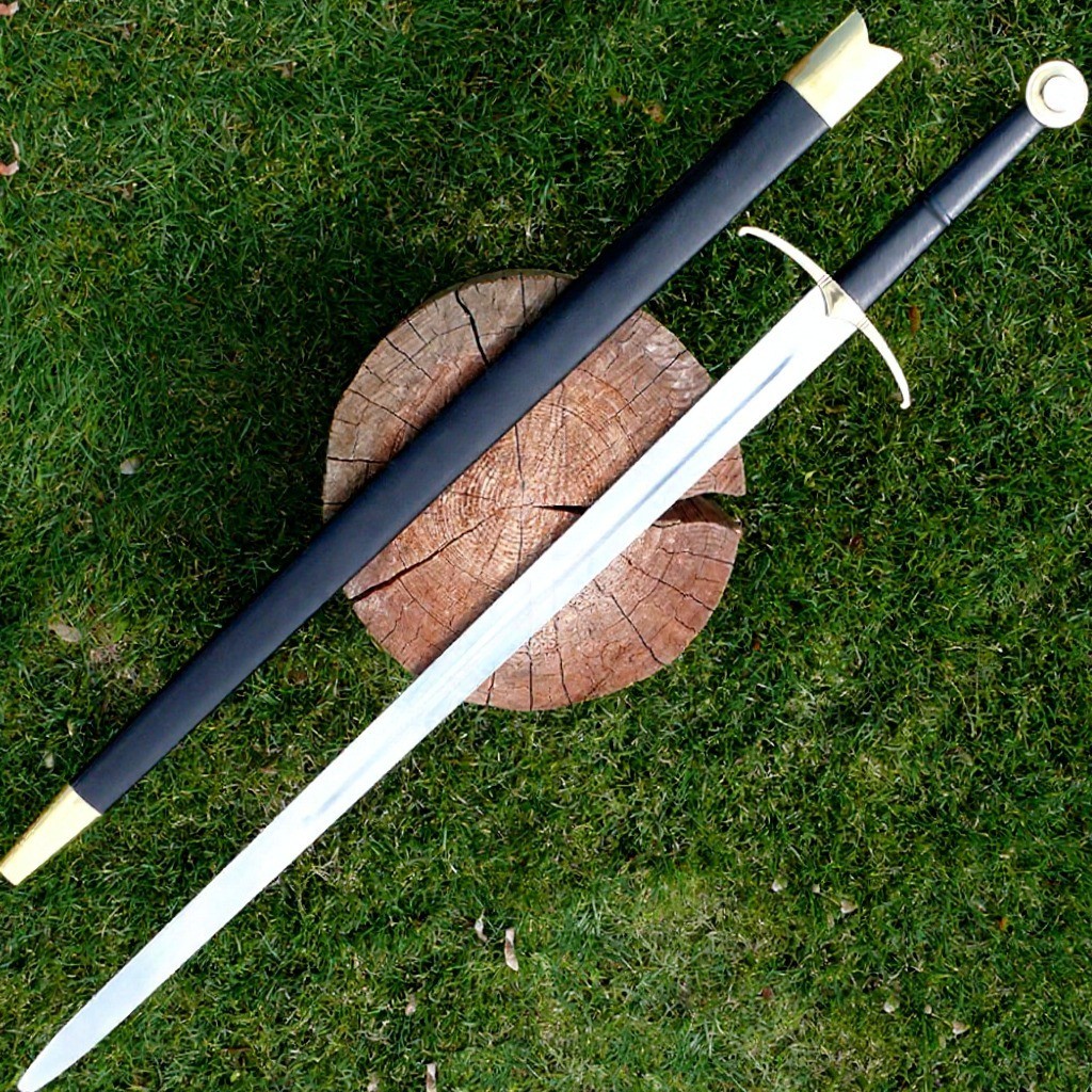 Two-Handed Medieval Sword, Blunt Edge Display Replica, Steel Collectible Sword