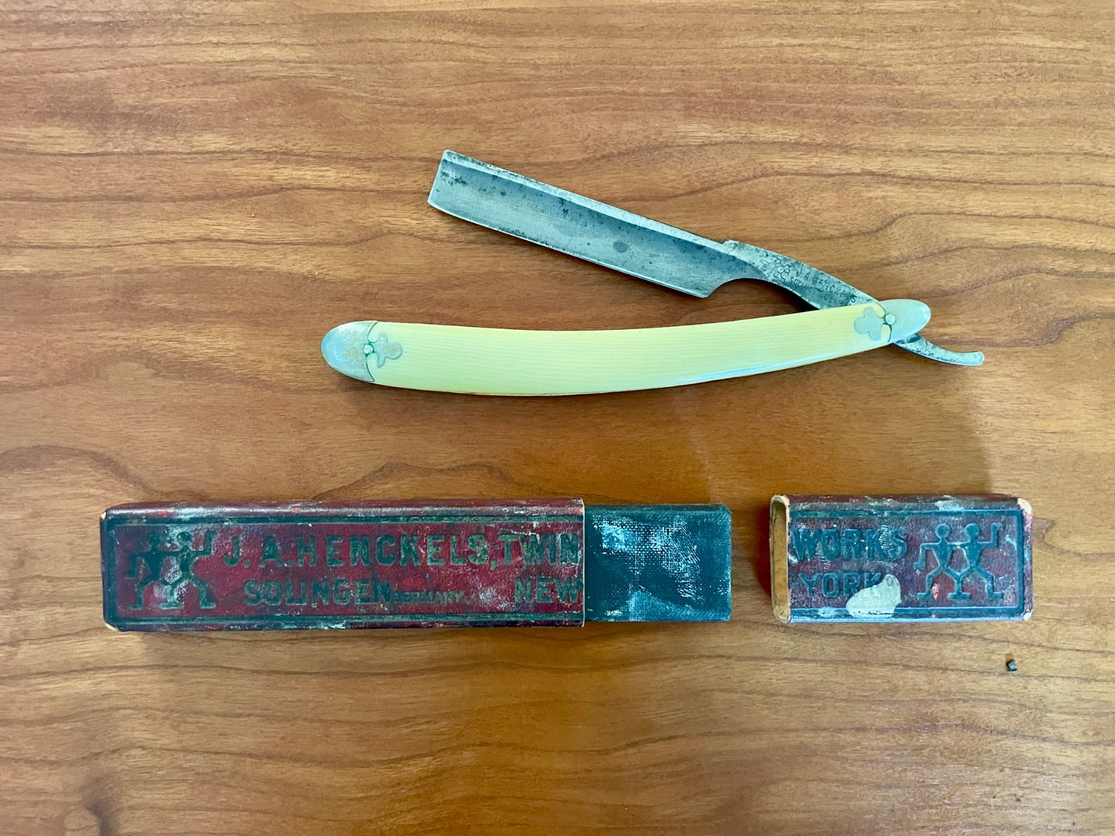 Lot of 3 Antique Straight Razors JA Henckels Germany GR Springer Kansas City MO