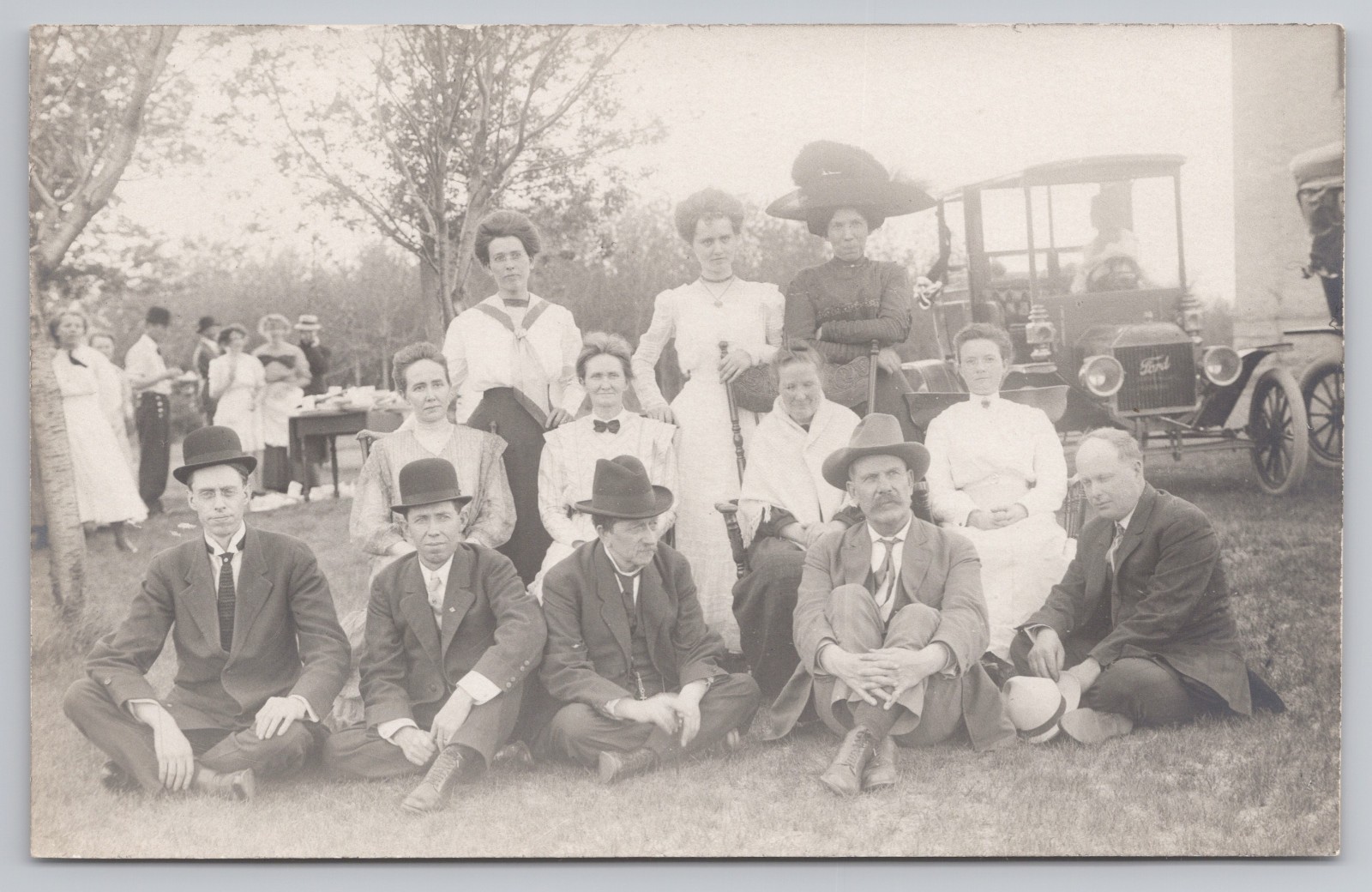 Vintage Minnesota Real Photo Postcard Women Men Group Hats Ford Model T RPPC WB