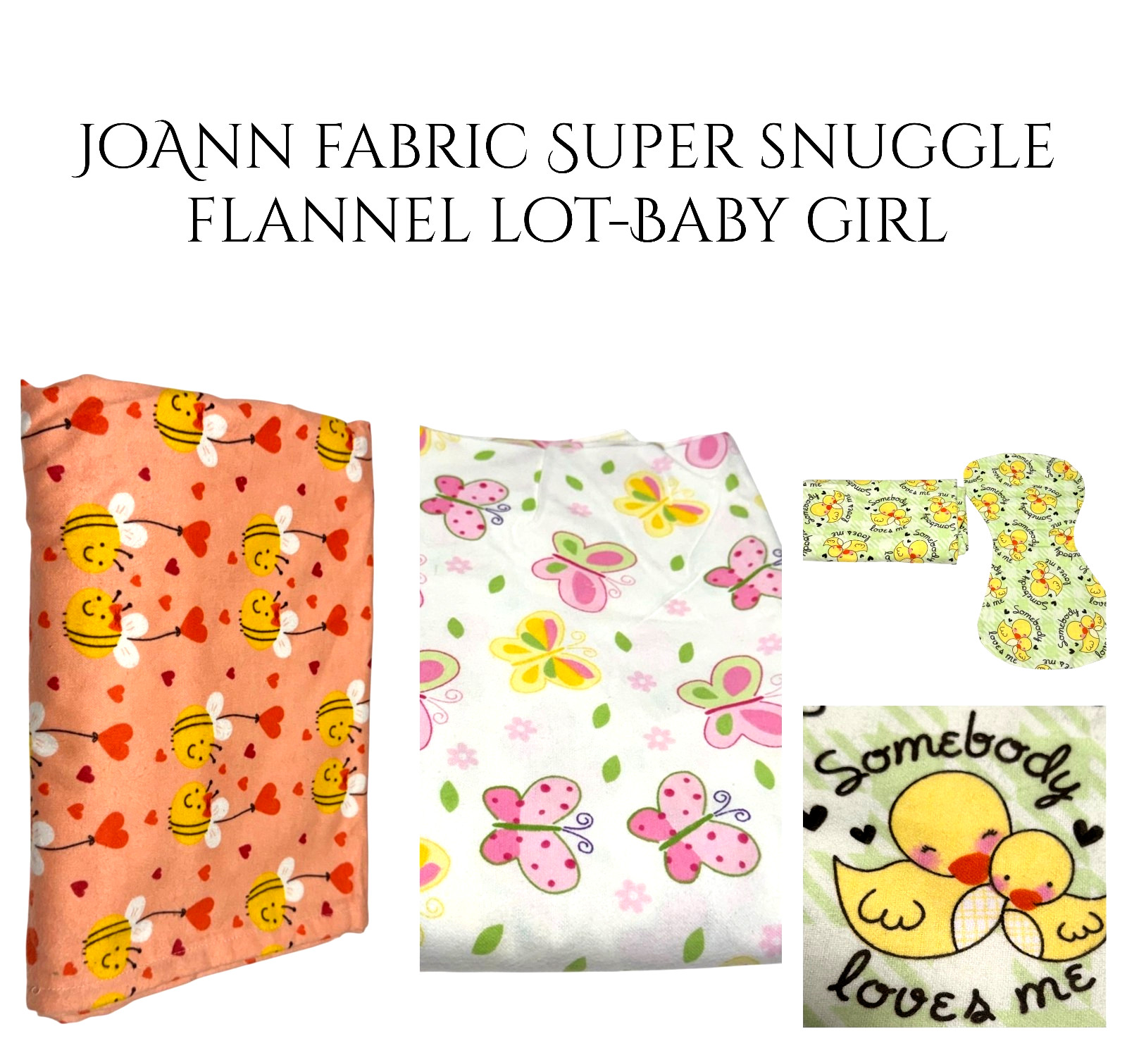 JoAnn Fabrics Super Snuggle Flannel Fabric Lot 3 Pcs 5 + Yards Girls Multicolors
