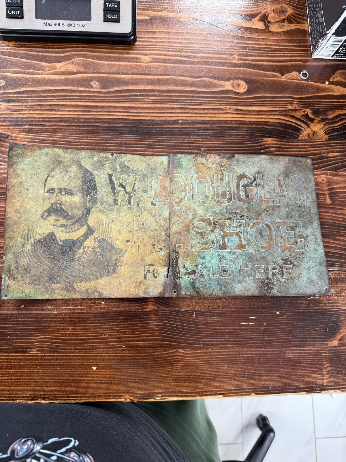 Antique W.L. Douglas Shoes Metal Advertising Sign
