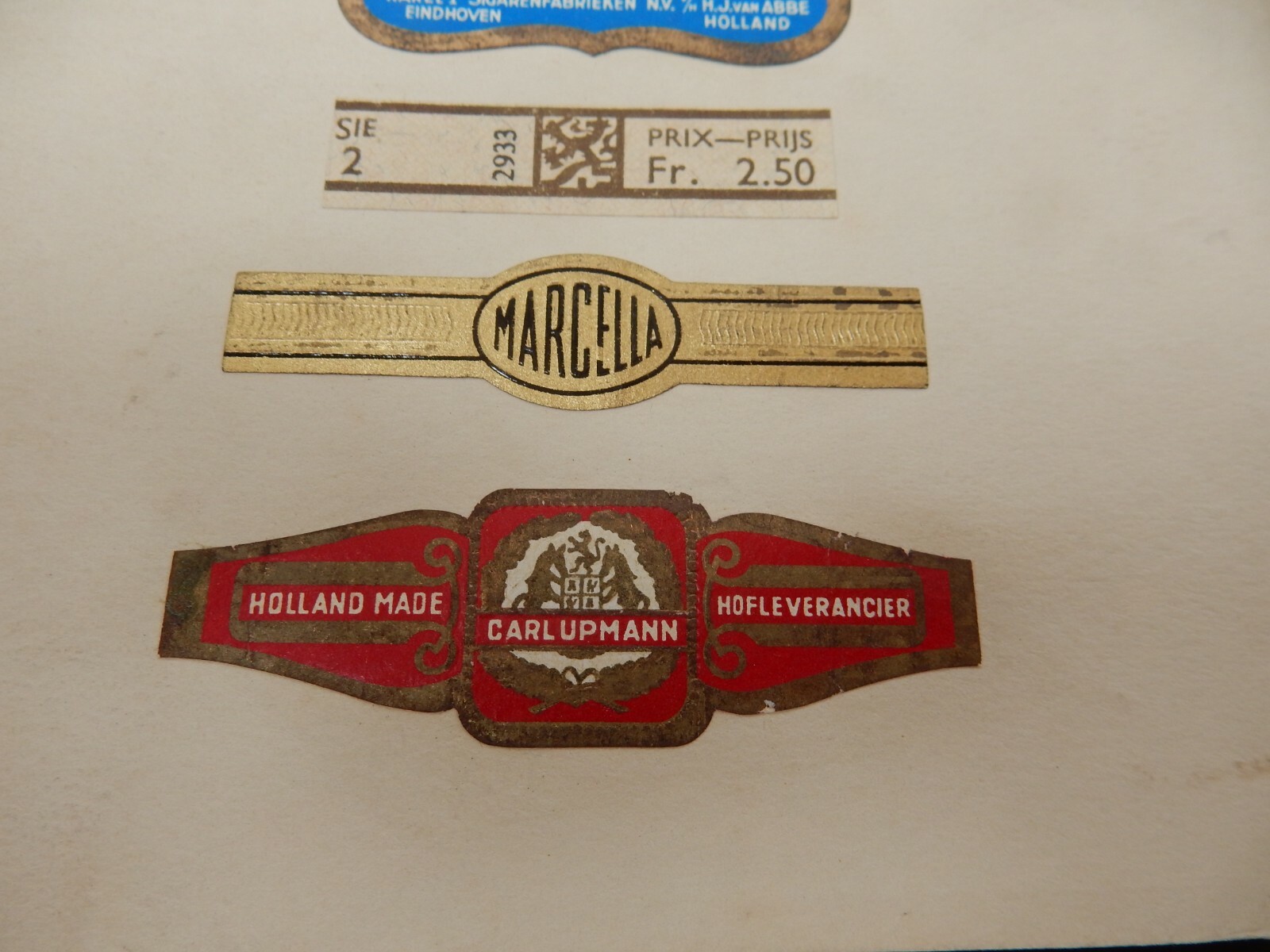 CIGAR LABELS SMALL PART COLLECTION TWO PAGES EACH LABEL ABOUT 6 X 1 CM