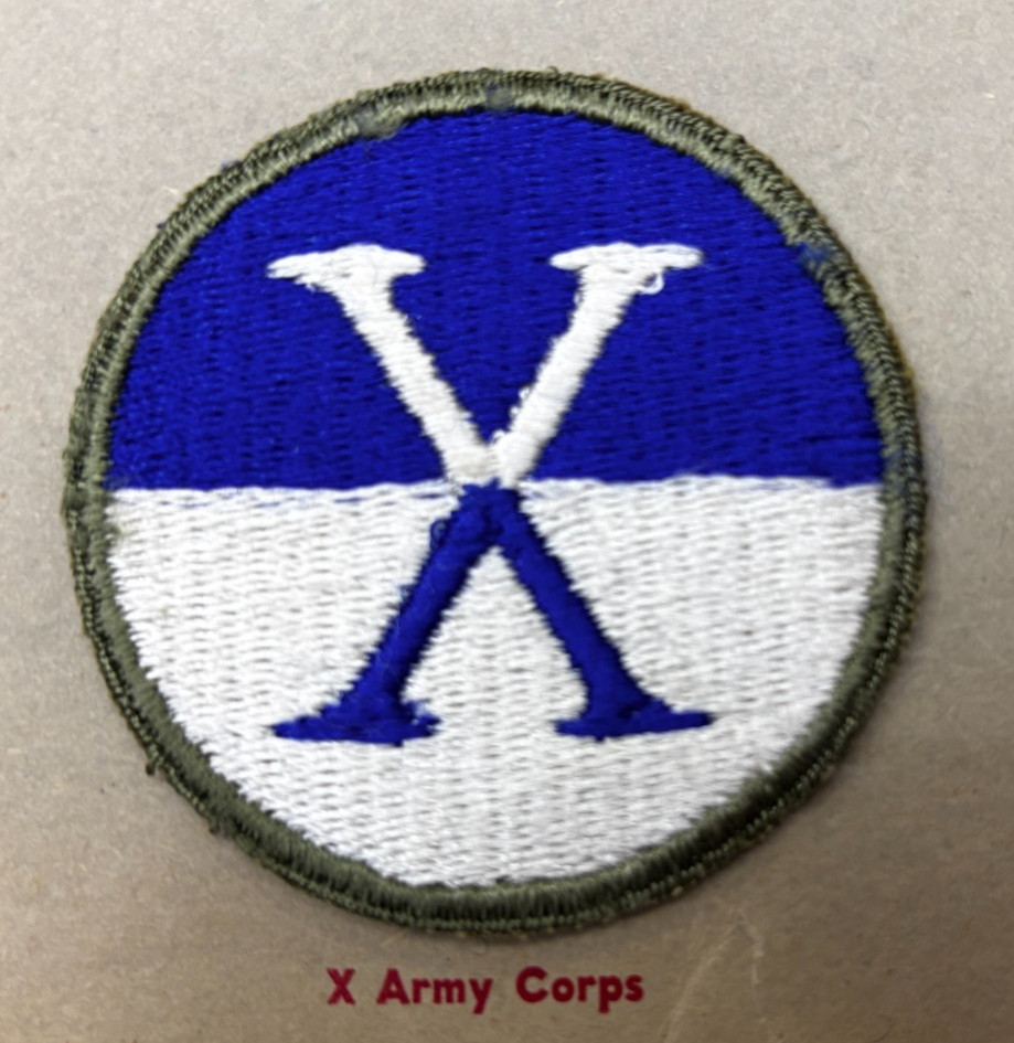 Kay Adams Collection WW 2 US Army 10th Corps Od Border Patch Inv# KA073