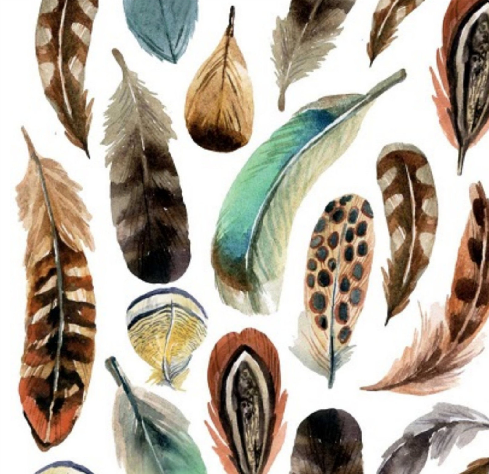(2) Two Paper Lunch Napkins for Decoupage/Mixed Media – Aquarell Feathers bird