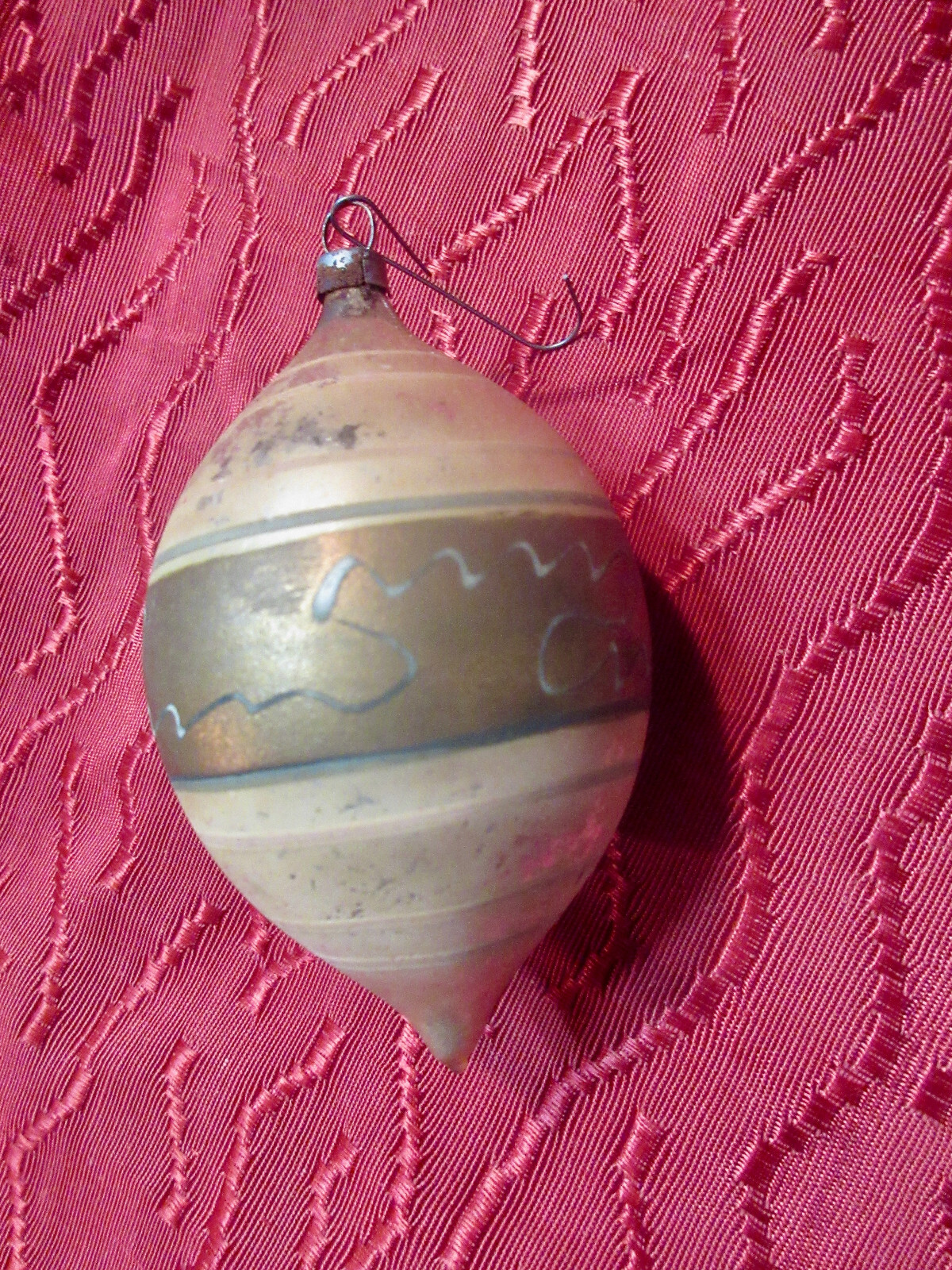 Fantastic Christmas Ornament Frosted Mercury Decorated Glass Blown 3.5″