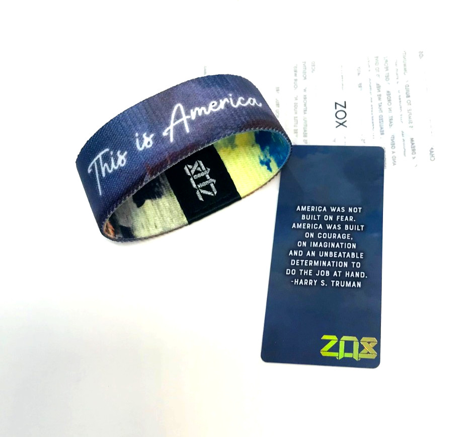ZOX **THIS IS AMERCA** Silver Medium Strap Wristband w/Card STATUE OF LIBERTY