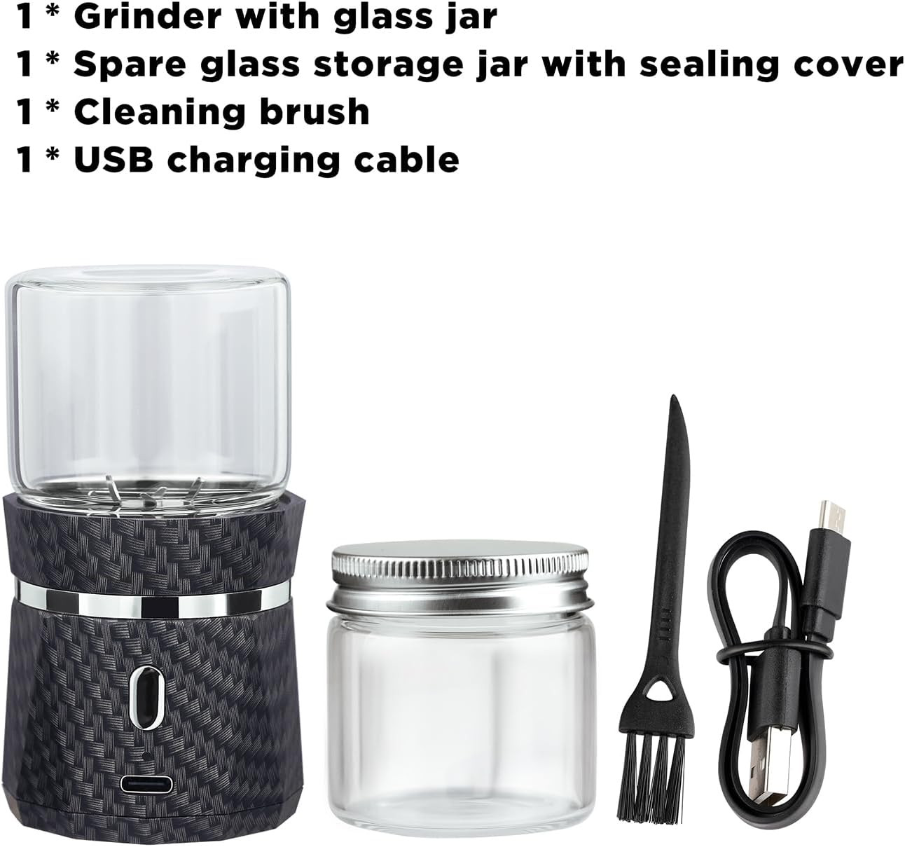Electric Grinder Automatic Mini Size Spice Crusher Herbal with 2PCS Glass Jar