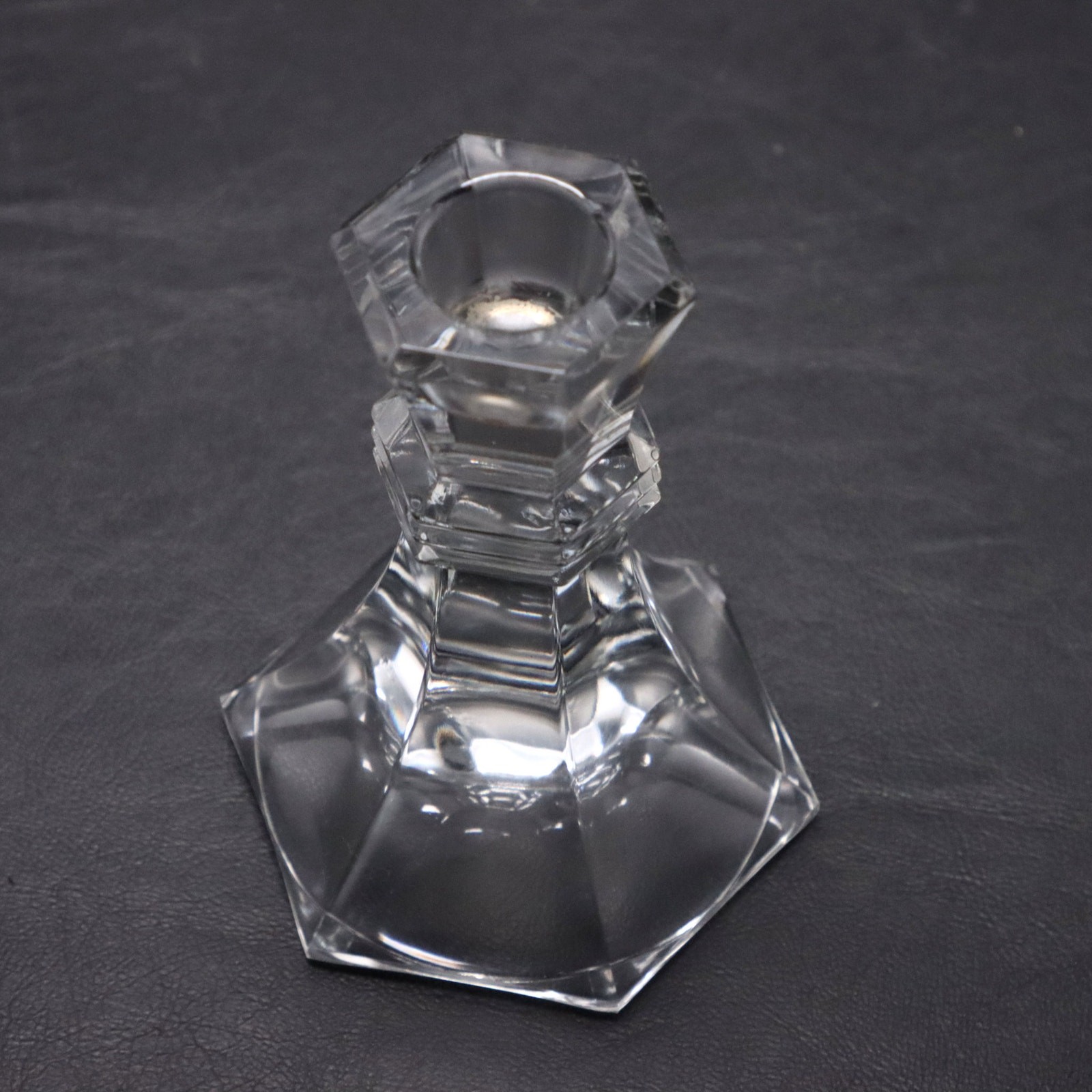 Anna Hutte Bleikristall Crystal Candlestick Holder Set 4 3/4″ H Art Deco