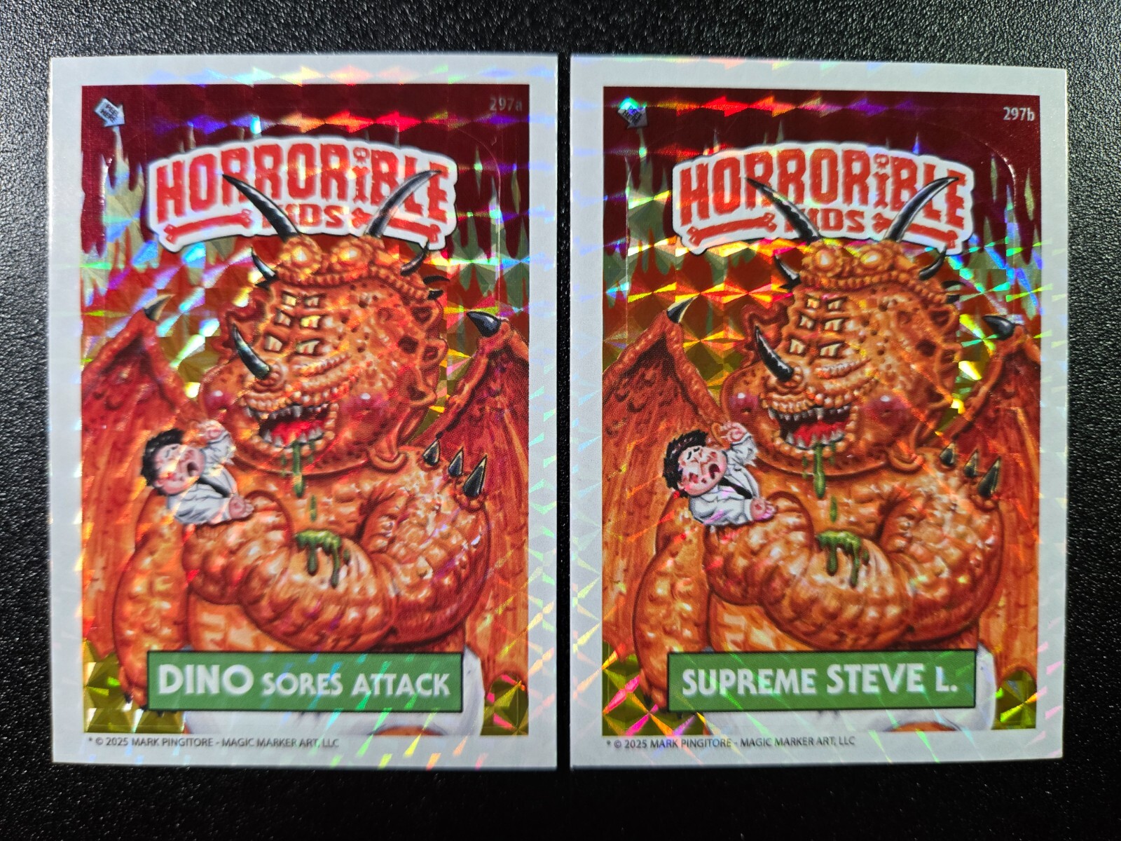 SP Foil Dinosaurs Attack! Horrorible Kids Garbage Pail Kids Spoof 2 Card Set