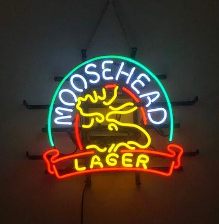 Moosehead Lager Deer Beer 20″x16″ Neon Light Sign Lamp Bar Real Glass Wall Decor