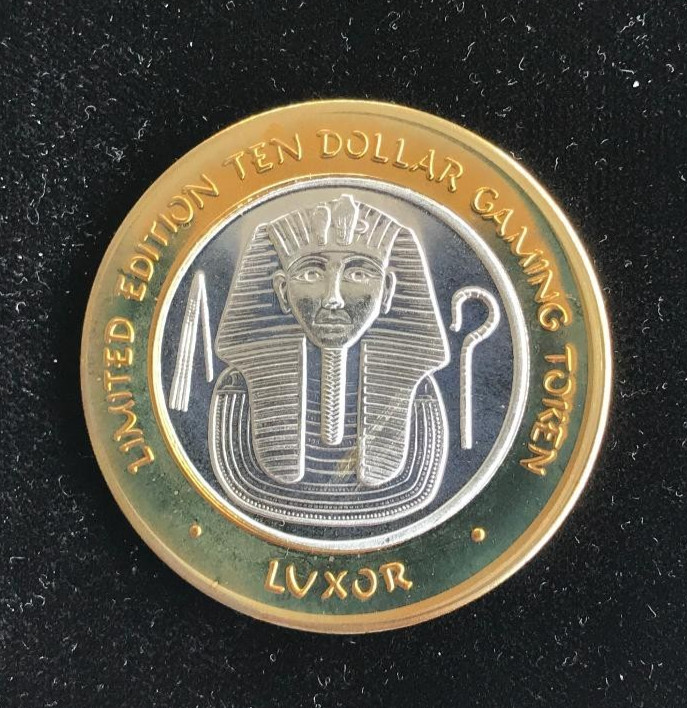 1998 LUXOR $10 SILVER STRIKER ~ KING TUT’S MASK ~ 0.999 SILVER ~ 0.60 TROY OZ.