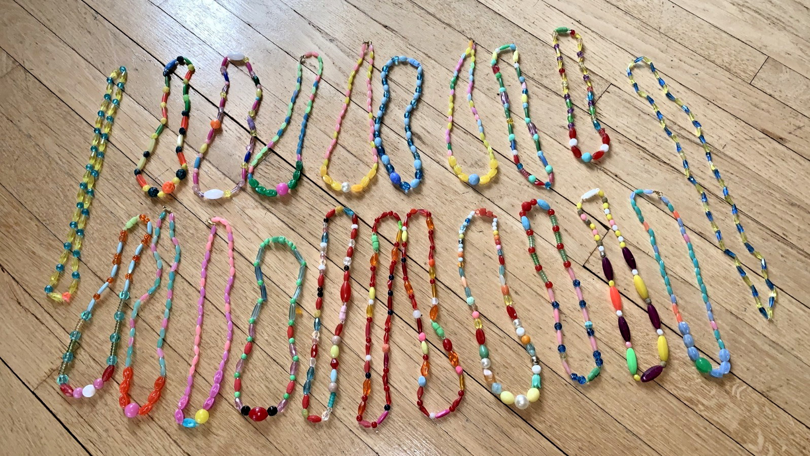 Lot of 21 Vintage 1970s Mardi Gras Stringed Bead Necklace Throws lot 1