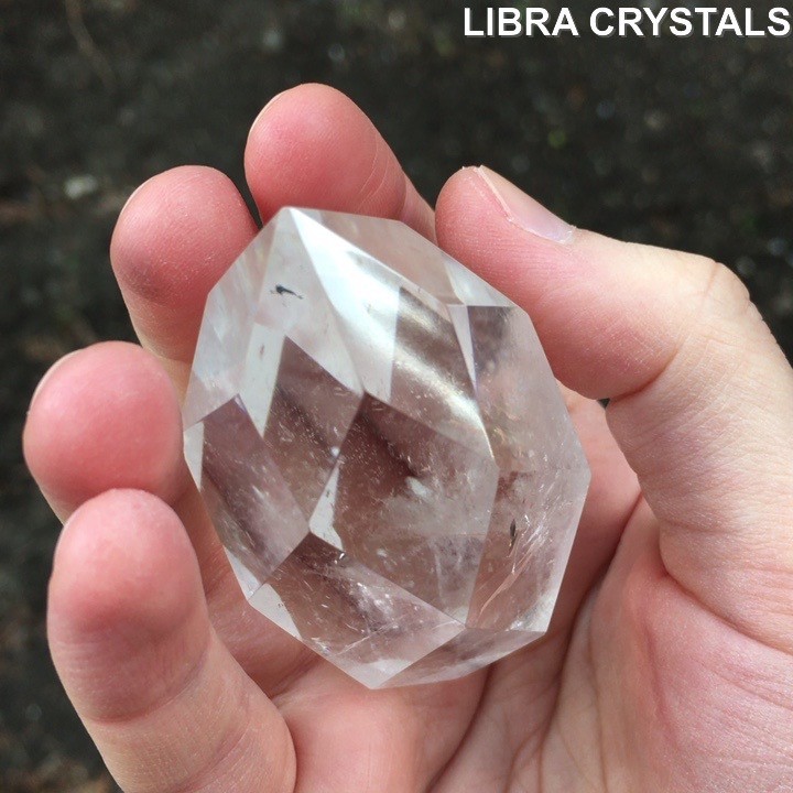 Faceted Clear Quartz Crystal Point Polished Gem Cut Quartz Freeform Generator