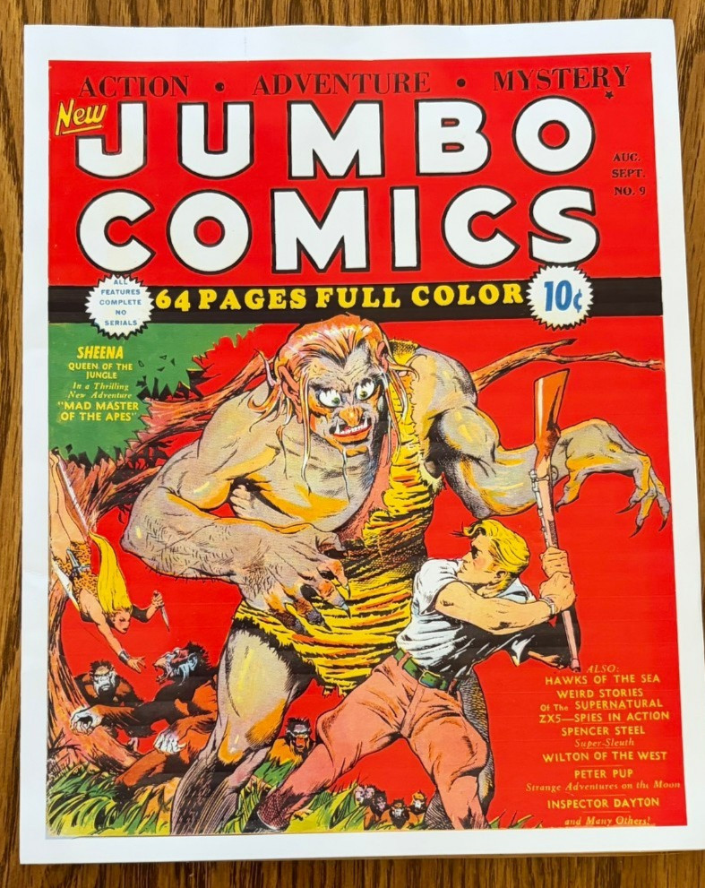 JUMBO COMICS #9 1939 1st color issue SCARCE 11-20 copies exist 1st Sheena cvr