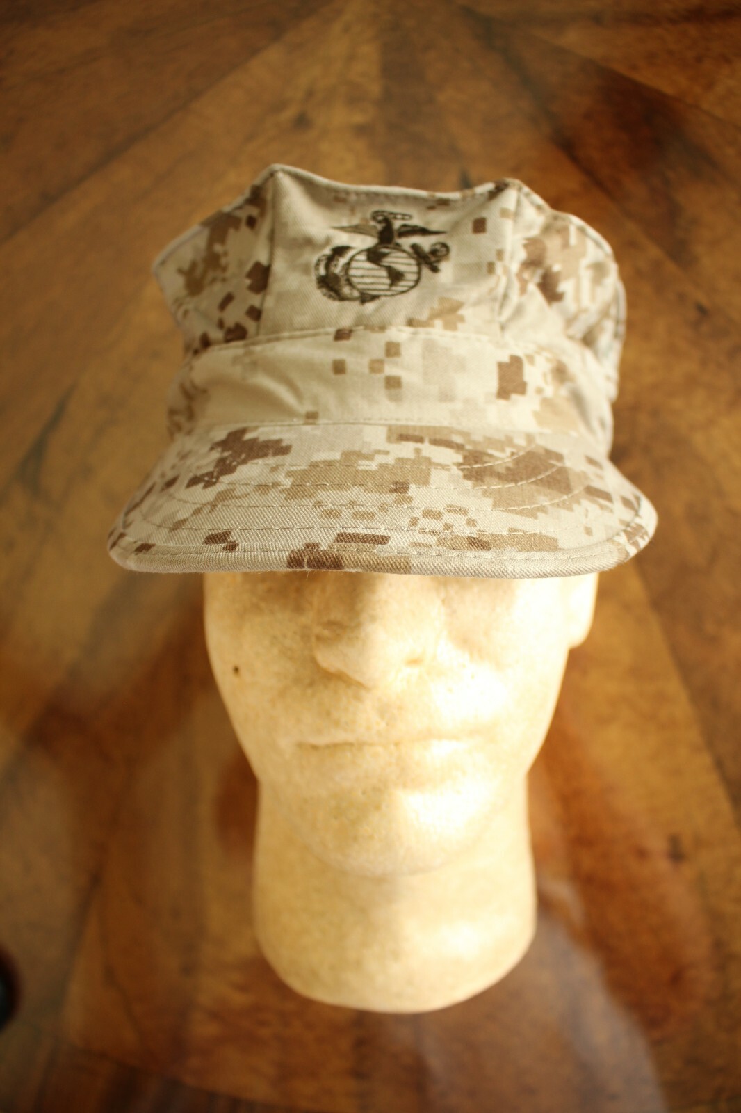 USMC USN FLEET MARINE CORPS DESERT TAN MARPAT CAMO 8 POINT COVER HAT CAP 7 3/4