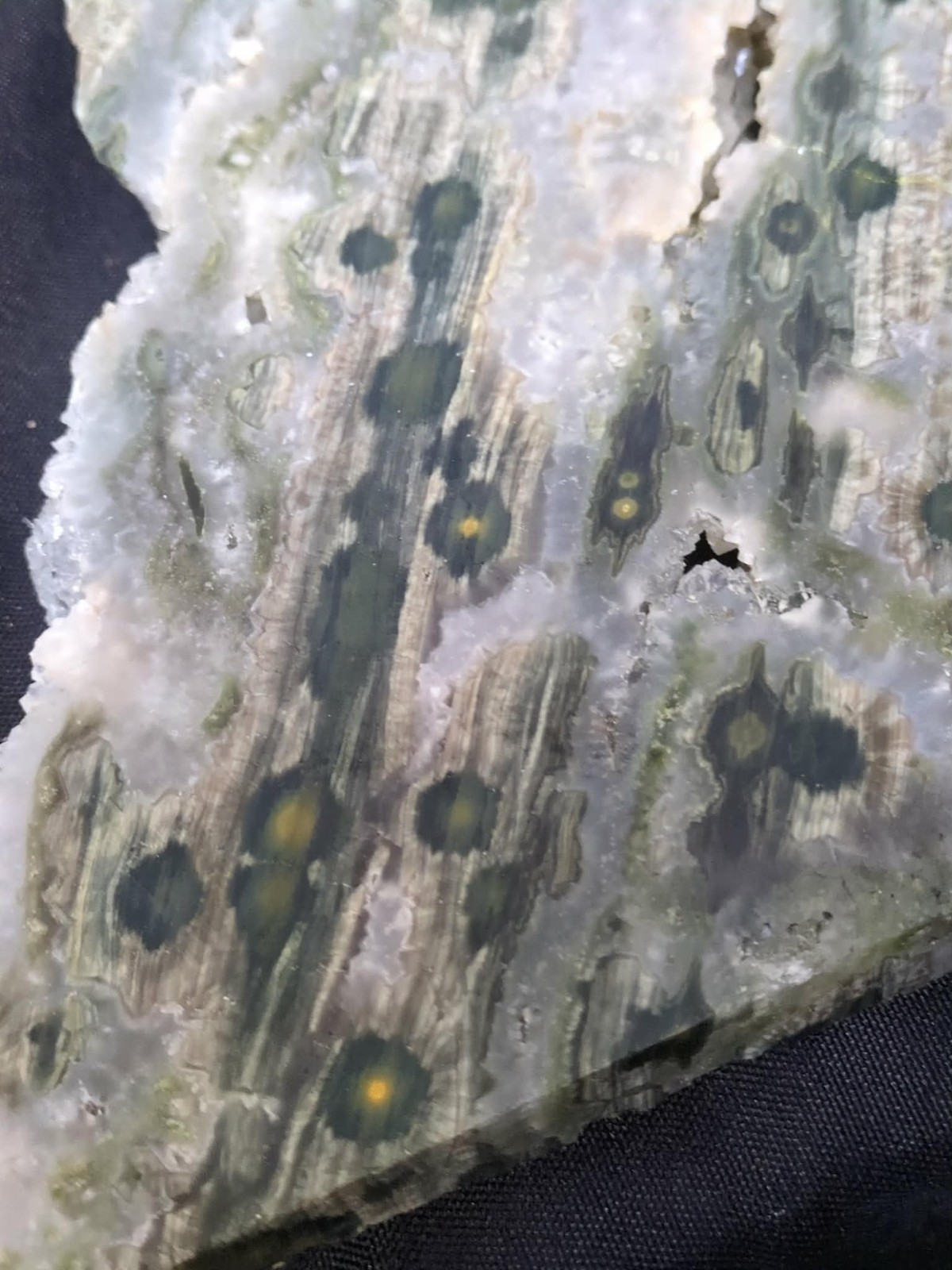 Ocean Jasper w/ Flower like Crystalized Orbs Thick Unpolished Slab (1lb 9.5oz)