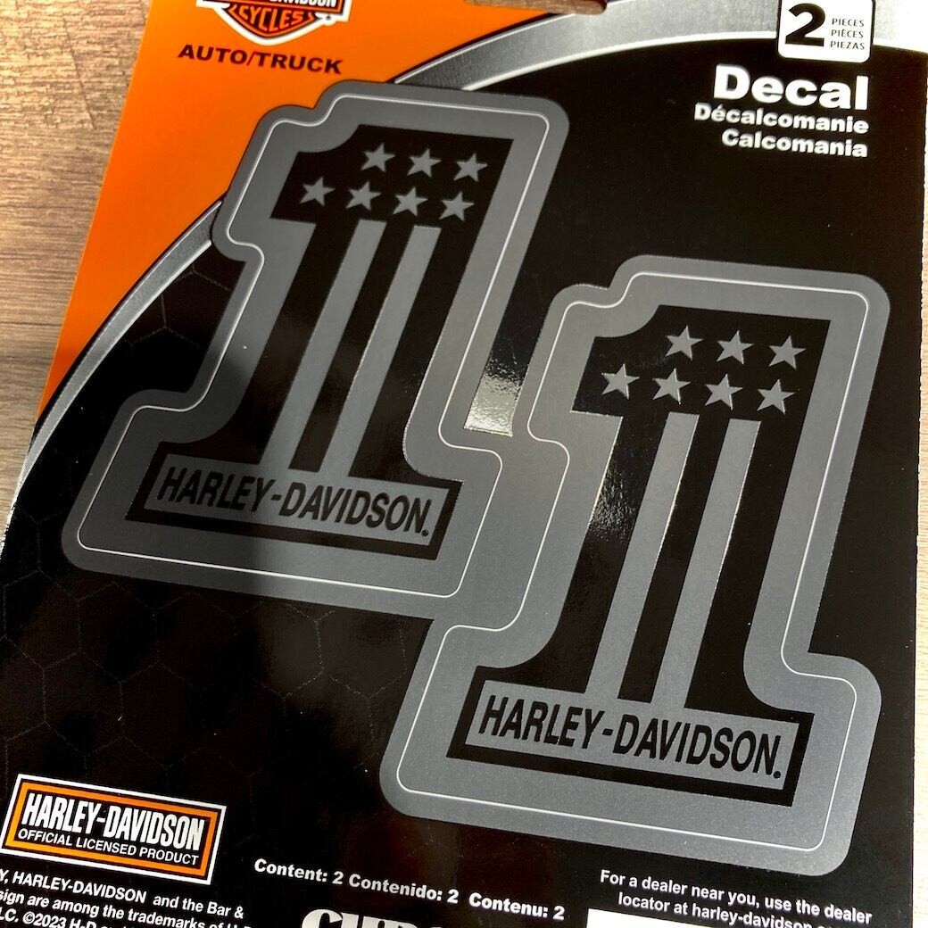 Harley-Davidson #1 Stars and Stripes Tone on Tone Decals, 2 Black & Gray Decals