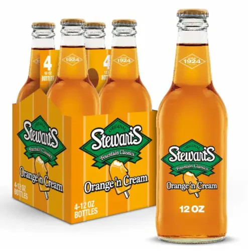 Stewart’s Orange and Cream Soda 12 Pack Glass Bottles