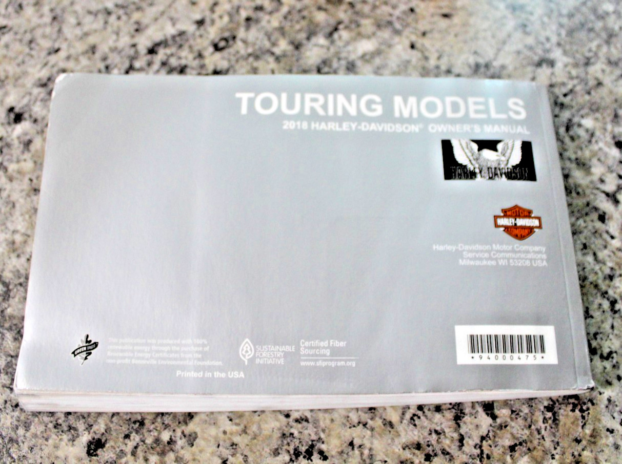2018 HARLEY-DAVIDSON TOURING MODELS OWNER’S MANUAL #94000475