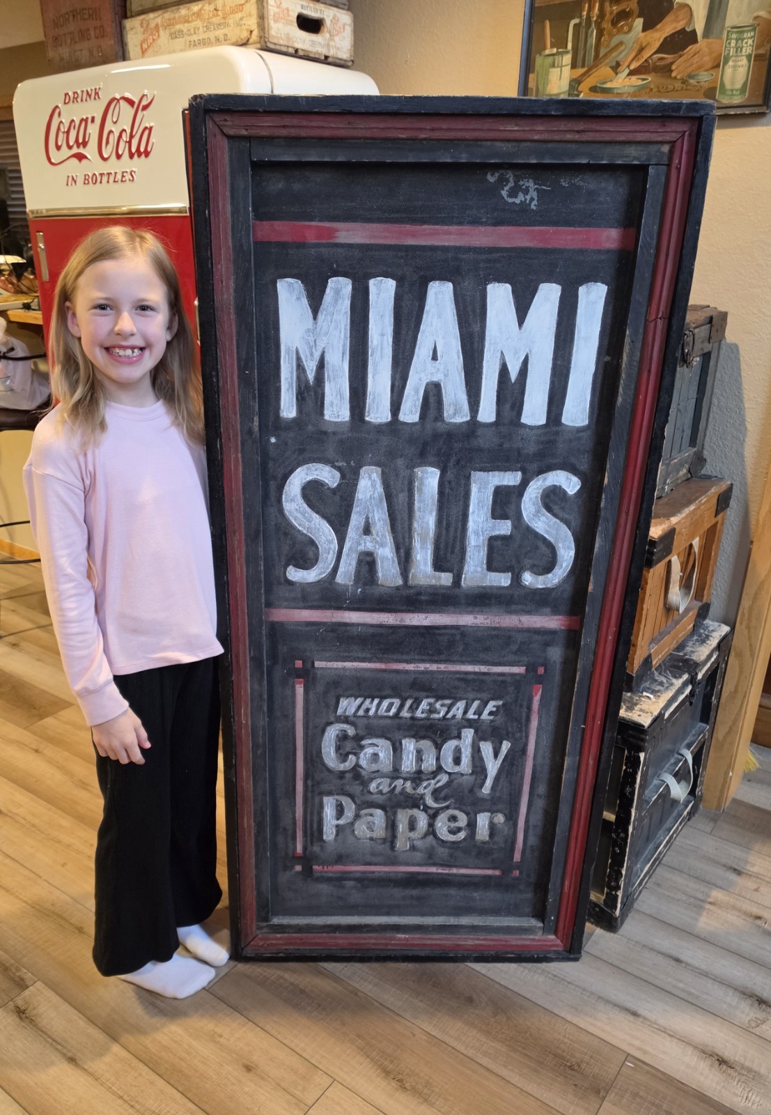 Miami Sales Wholesale Candy & Paper Advertising Sign Original Pre-1930 Smaltz