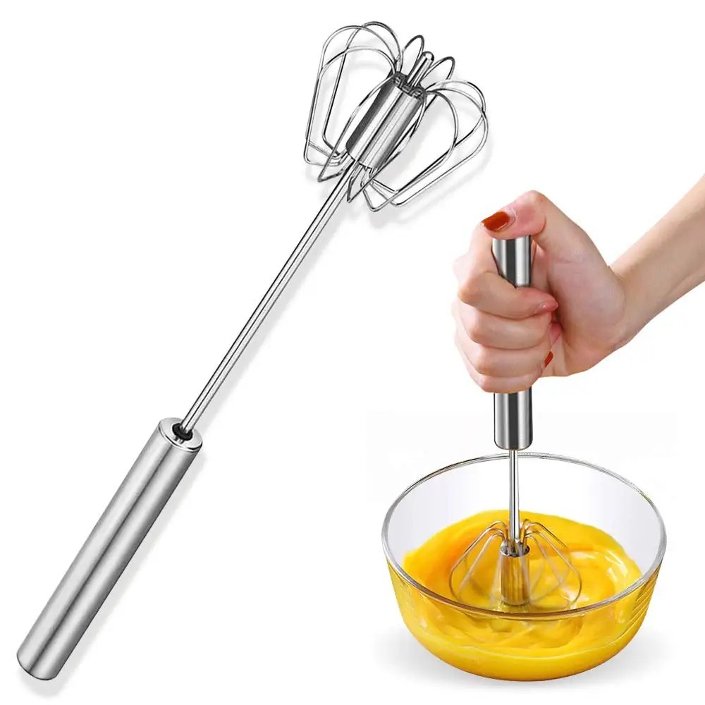 Egg Beater Hand Mixer Stainless Steel Semi Automatic Whisk Cream Blender