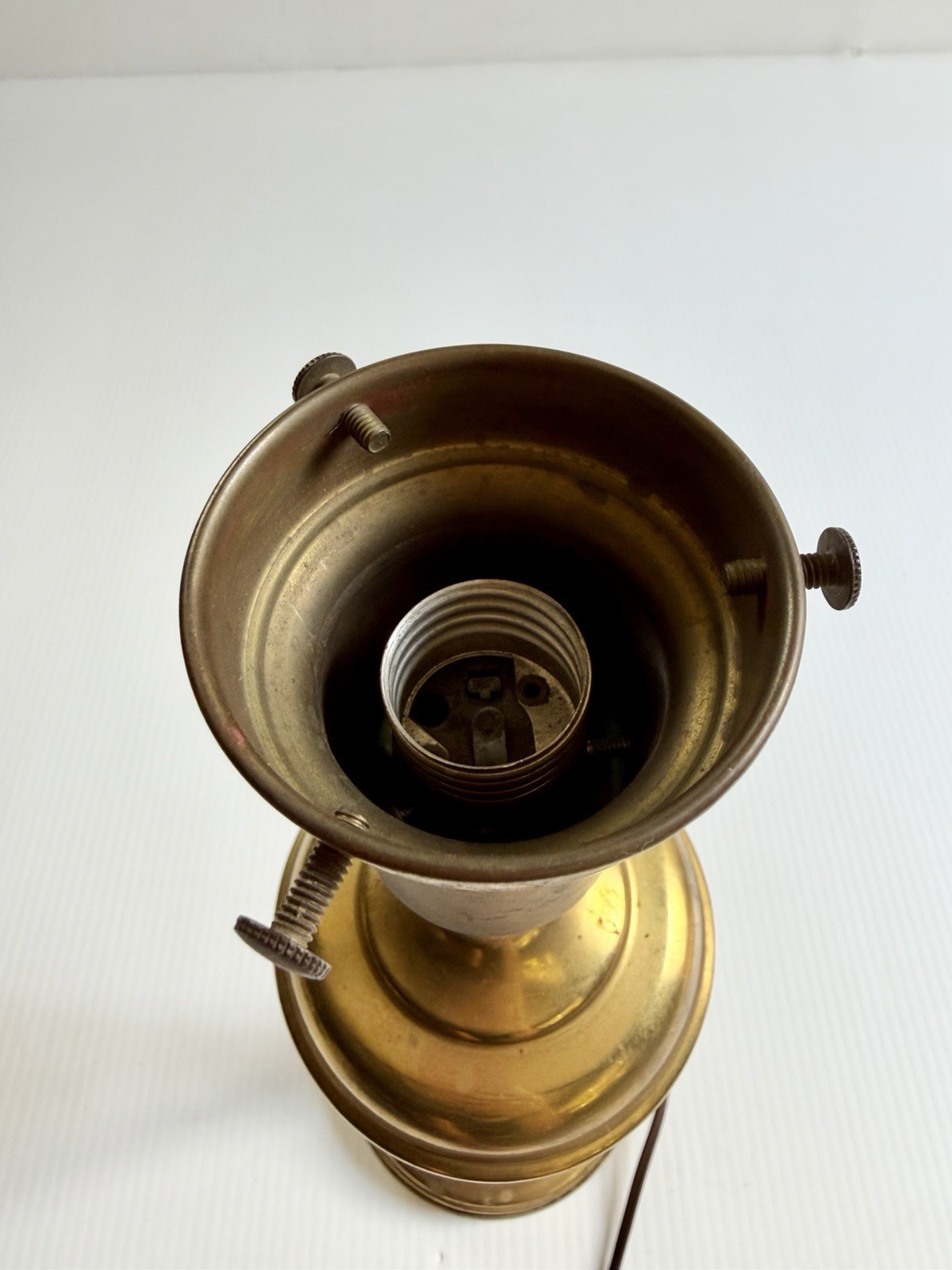 Vintage Brass Short Torchiere Table Lamp Mid Century No Shade 16” Works