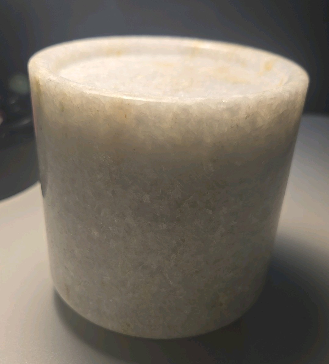 Solid Marble Holder Gorgeous White Speckled Granite, 4″ Tall, Blemish