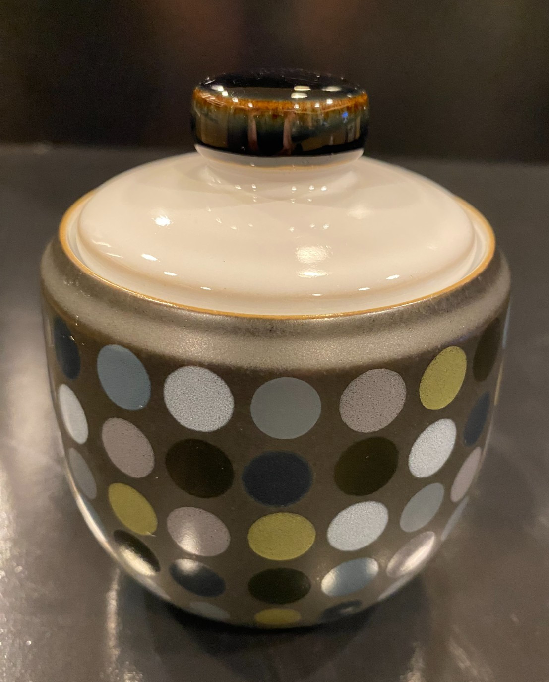 Denby/Jet/Dots/Sugar Bowl with Lid/New