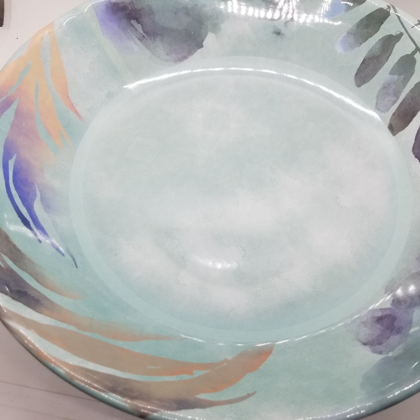 Cravings Chrissy Teigen Bowl Melamine Blue Tropical Large Serving Salad 12”