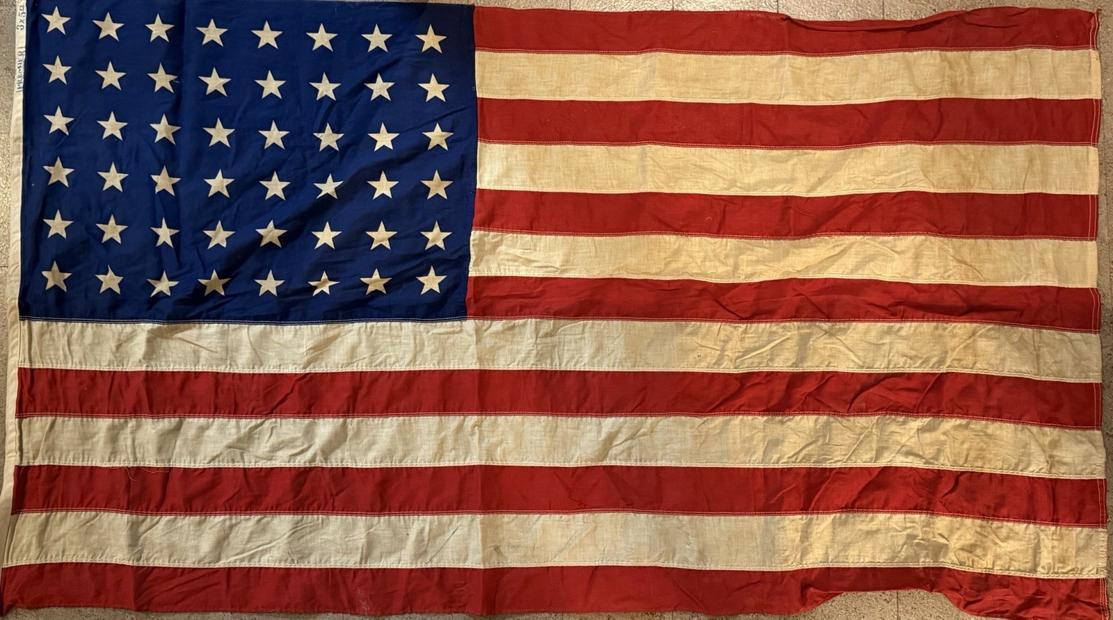 Vintage 1930’s Patent Pending “PREMIER” 48 Star Sewn American Flag 3×5
