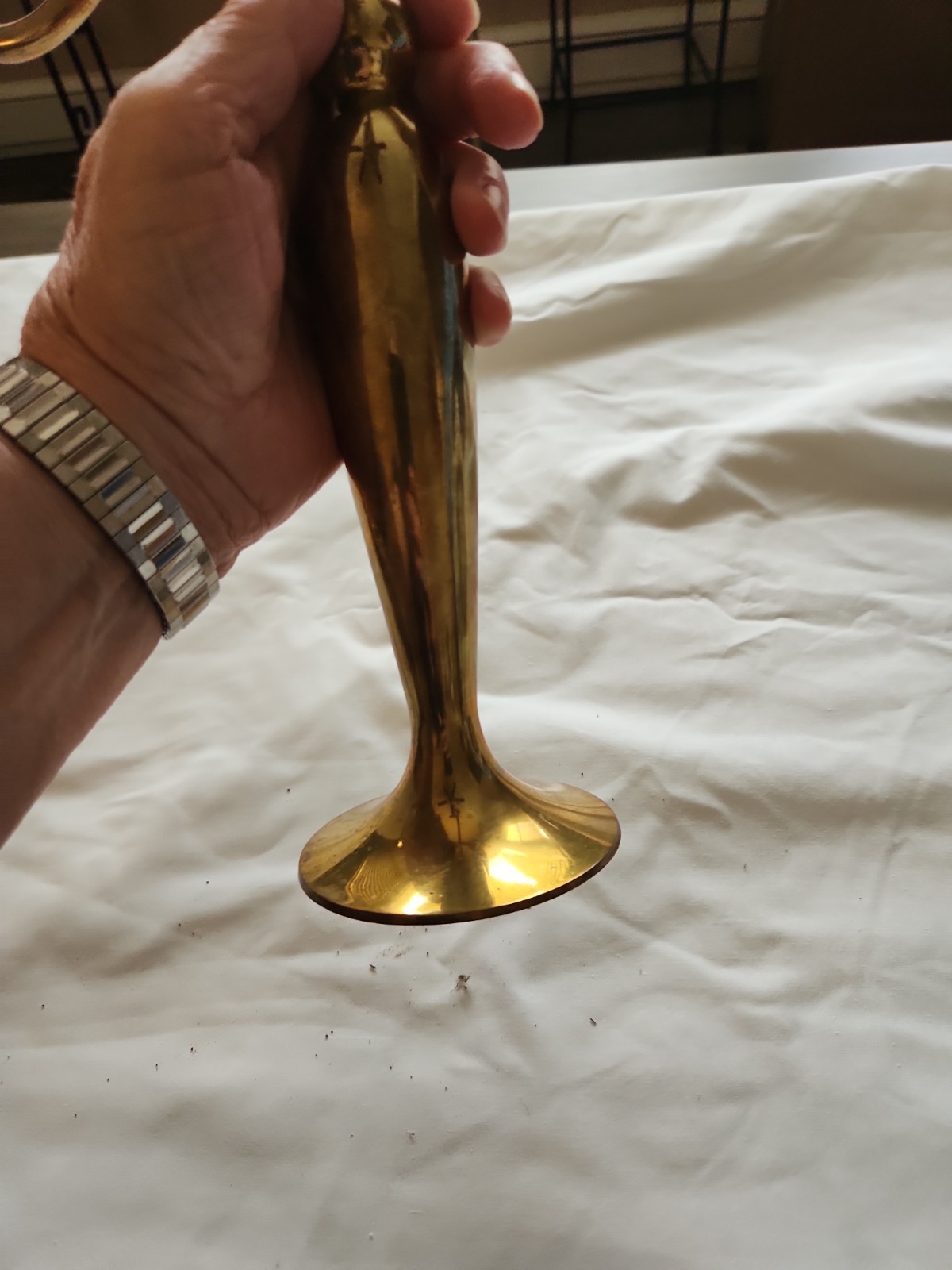 Vintage Solid Brass 5 Arm Candelabra Heavy Gold Tone Candle Holder Decor