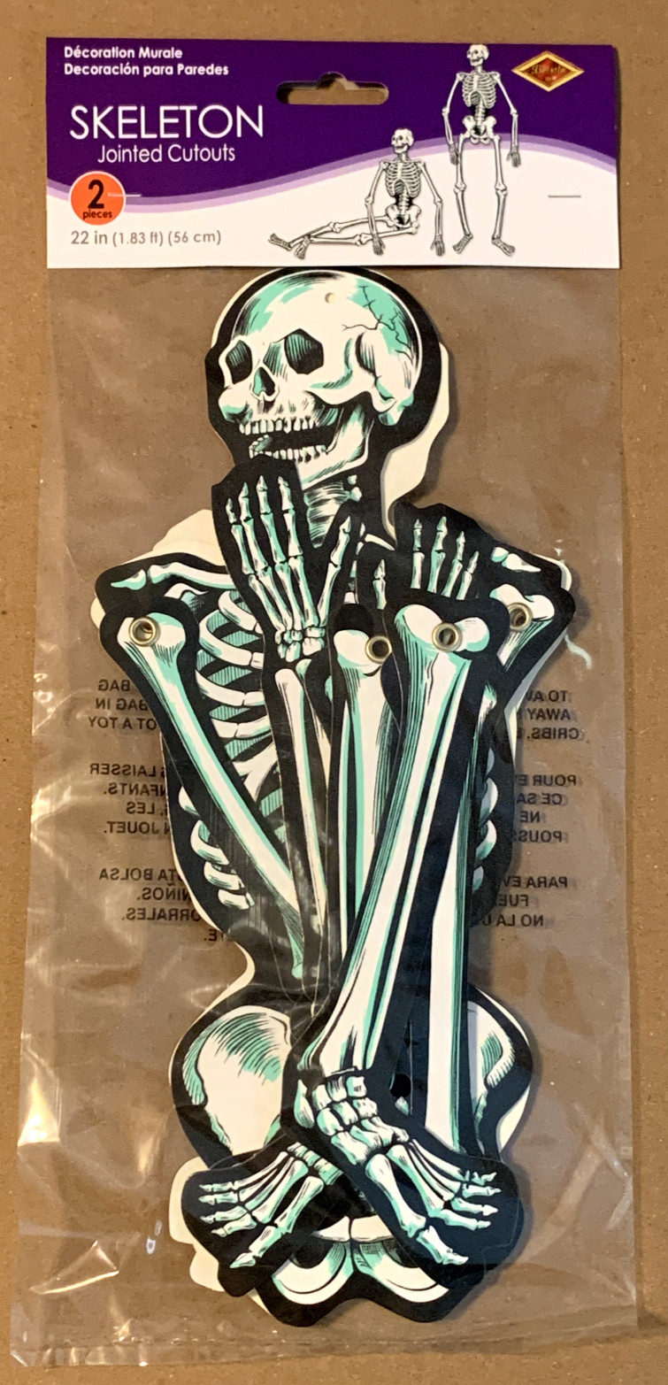 Beistle Vintage Retro 22″ Jointed Skeleton Cutouts 2CT Orig. 1970