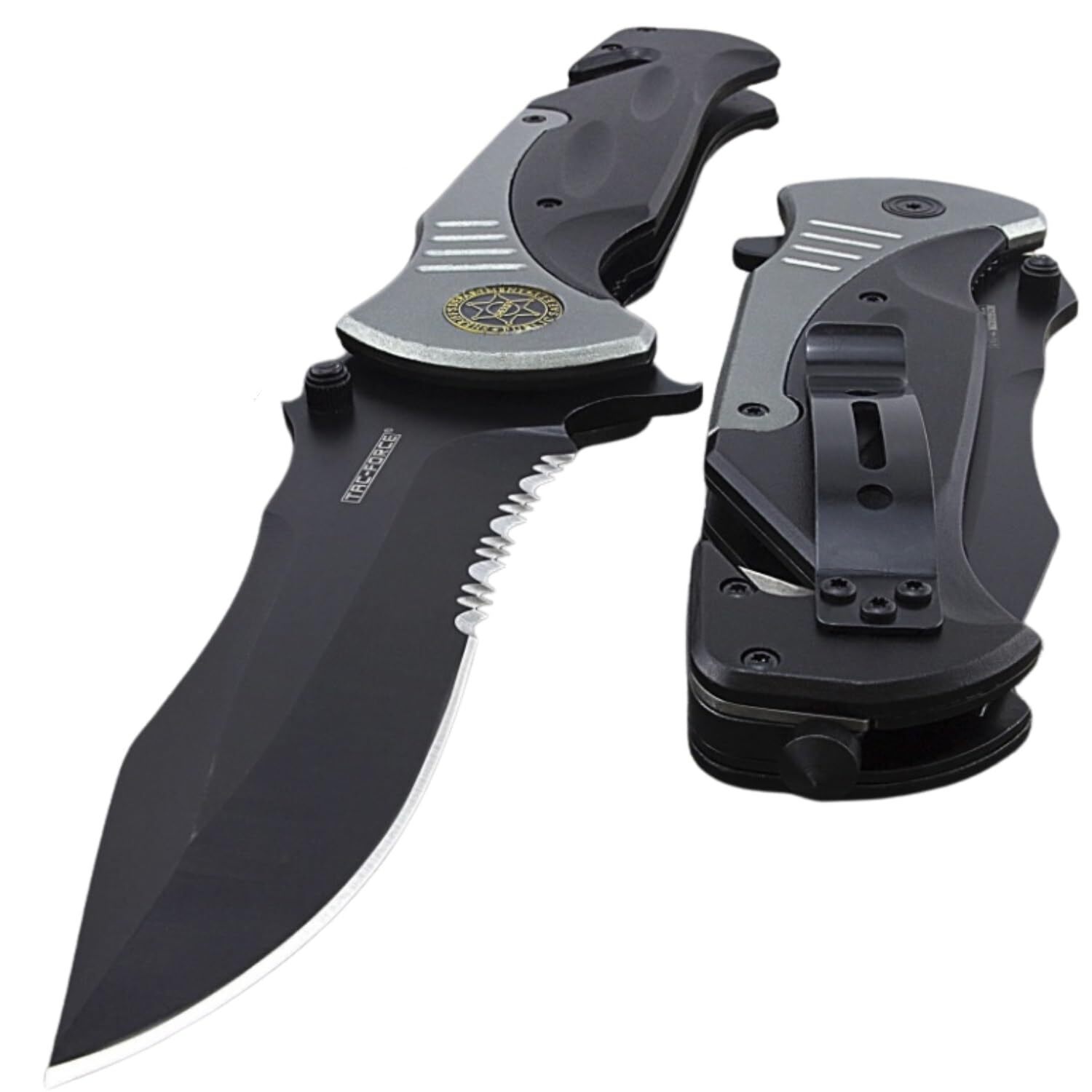 Tac-force Extra Large Grey Folding Blade Pocket Knife 10.5-inch