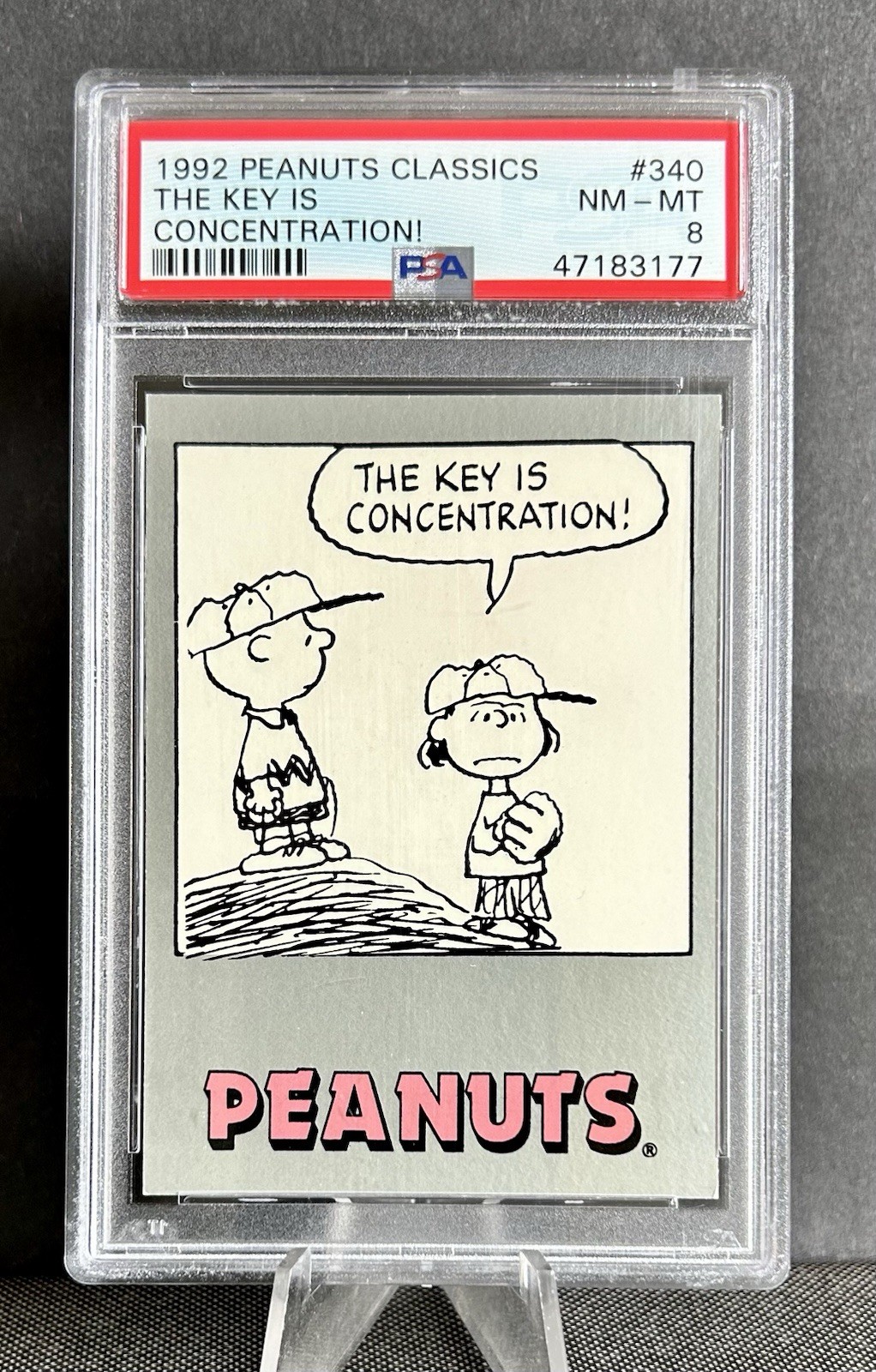 1992 ProSports Peanuts Classics THE KEY IS CONCENTRATION! #340 PSA 8