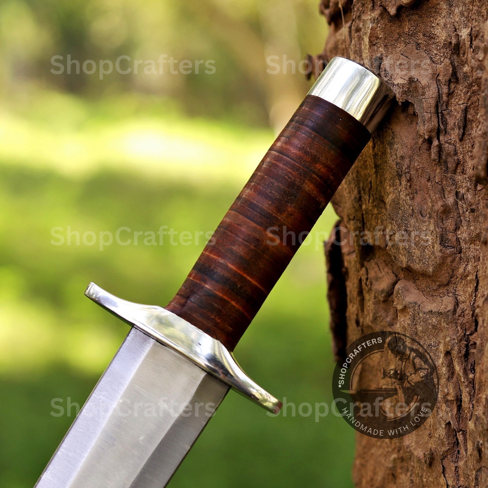Arkansas Toothpick Dagger Handmade D2 Dagger Hunting knife & Leather Sheath USA