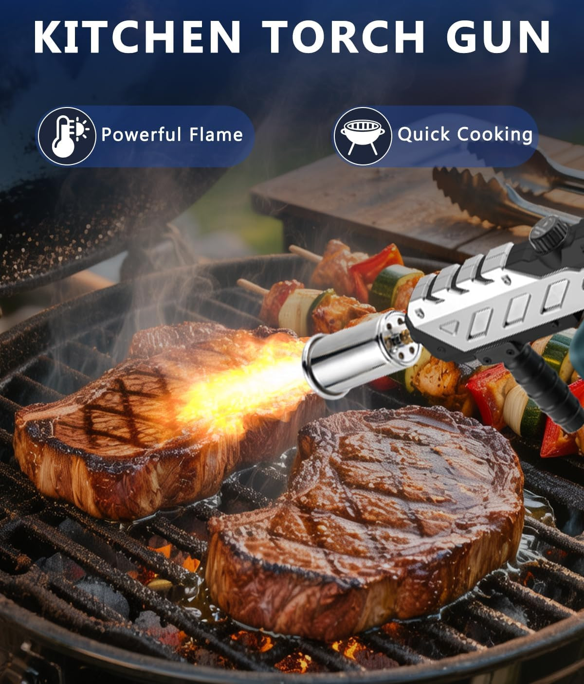 Powerful Propane Torch with Detachable Design, Kitchen Blow Torch Gun with Adjus