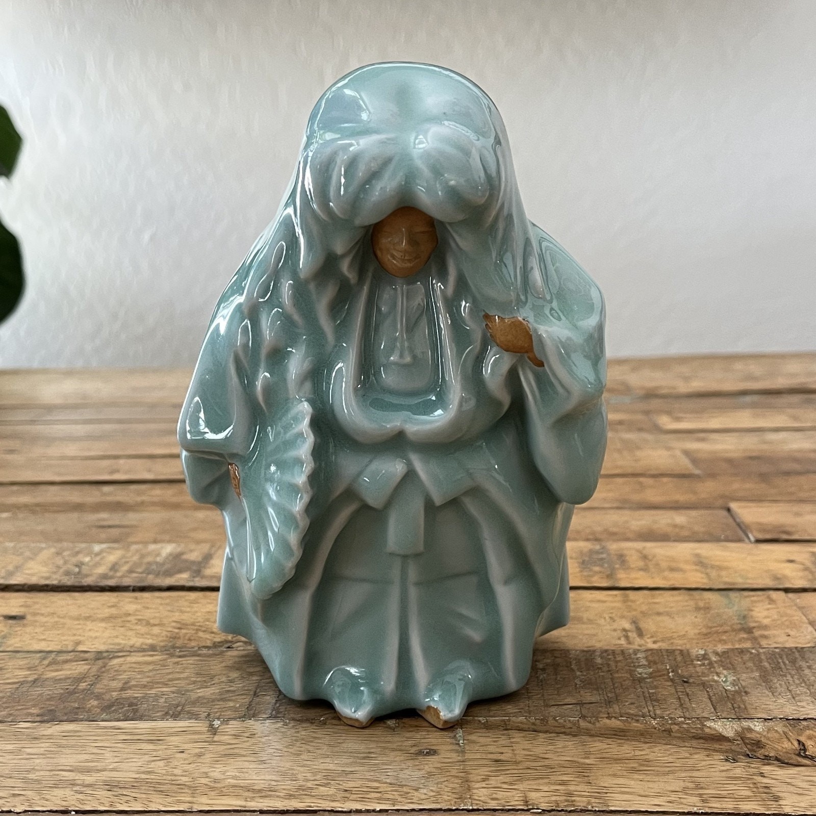 Japanese Ceramic Figurine 6.75″ Celadon Glaze Man