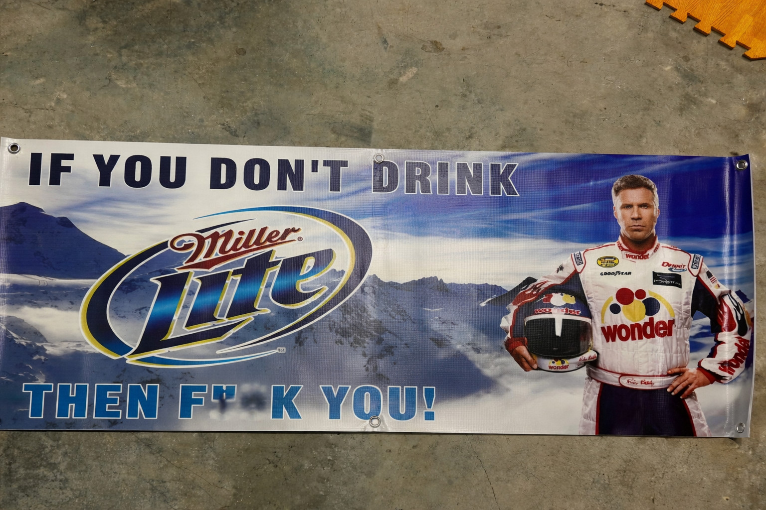 If you don’t like Miller Lite beer Ricky Bobby Banner shop mancave gift ideas