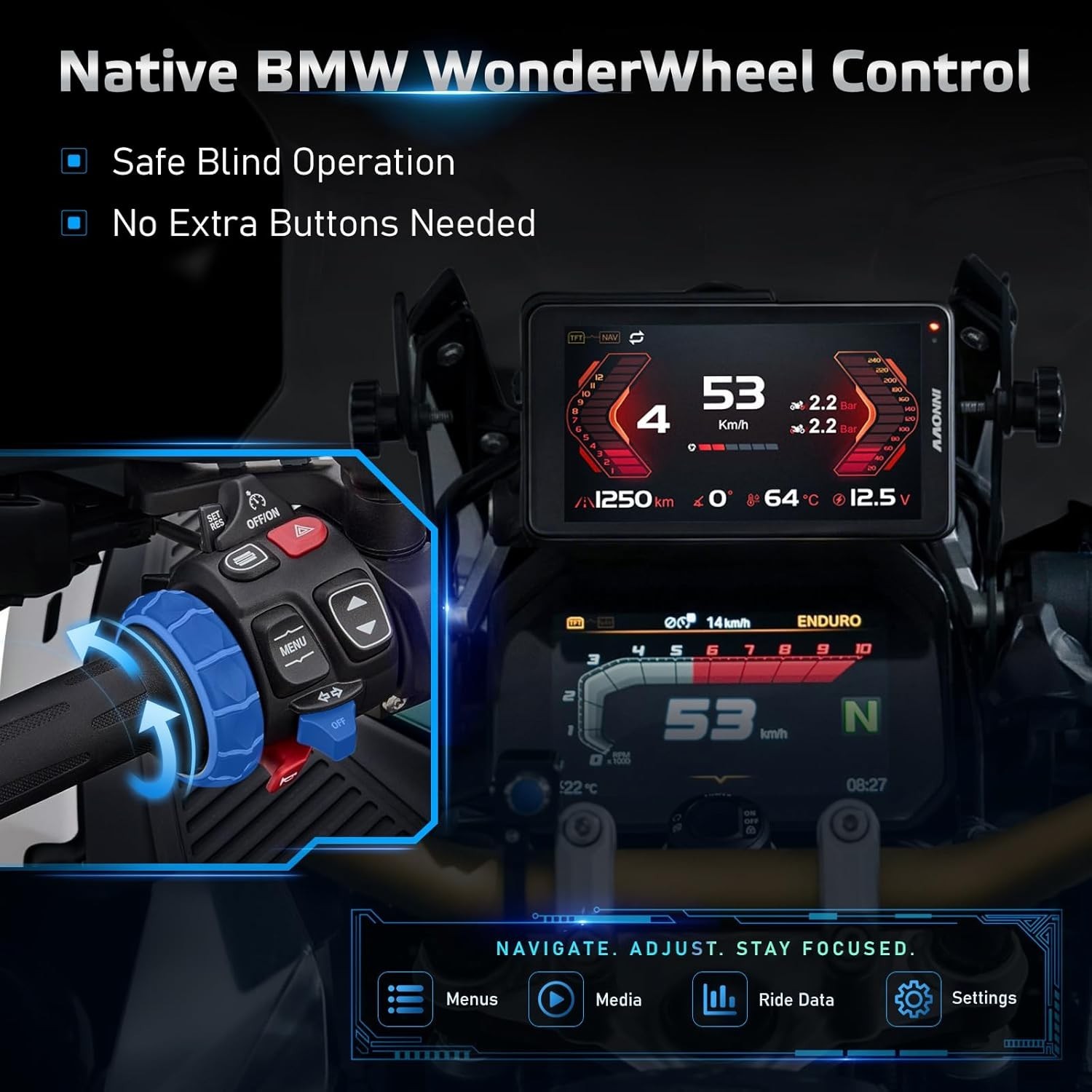 N2 for BMW Motorcycle Wireless CarPlay & Android Auto, 6.5″ Touch Screen, Works